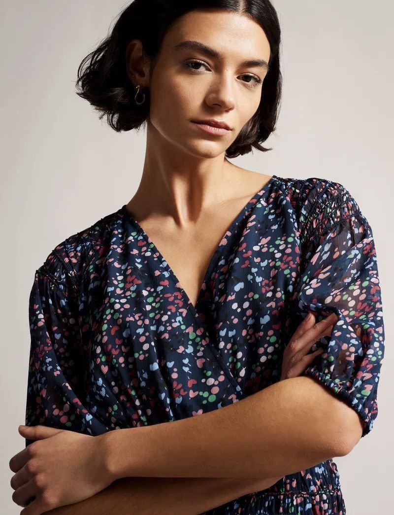 Ted Baker Ted Baker Mini Dress Womens Navy Casadee Smock Panel Wrap Size XS / US 0-2 / IT 36-38 - 4 Thumbnail