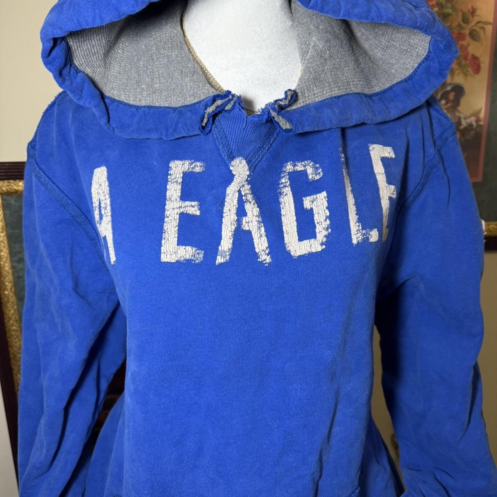 American Eagle Outfitters VINTAGE Y2K American Eagle Blue Hoodie Size L / US 10 / IT 46 - 2 Thumbnail