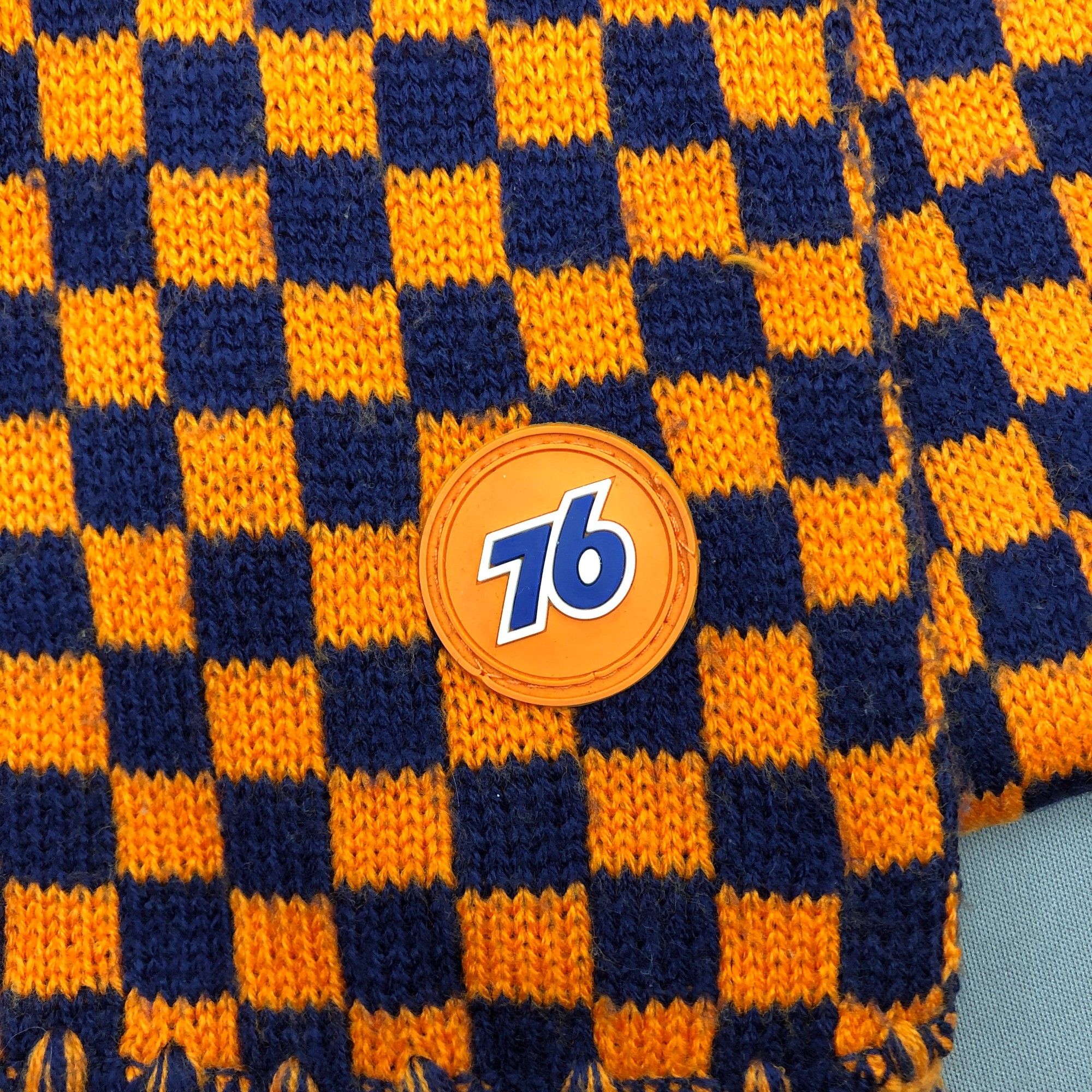 Vintage Vintage 76 Lubricant Scarf Muffler Knit Check Racing Scarves Size ONE SIZE - 4 Thumbnail