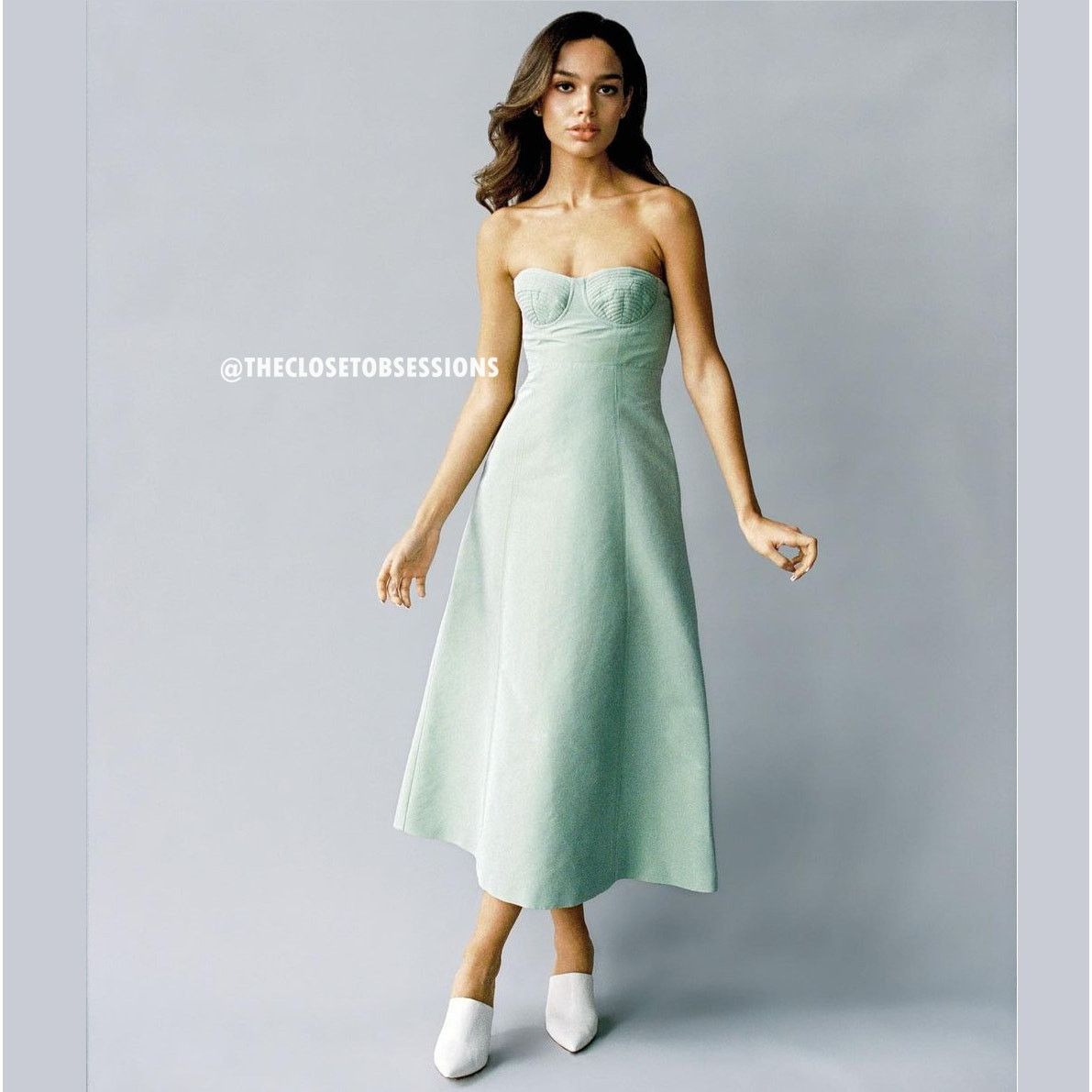 Mango MANGO Strapless Corset A-Line Midi Dress NWT — Green Size M / US 6-8 / IT 42-44 - 10 Thumbnail