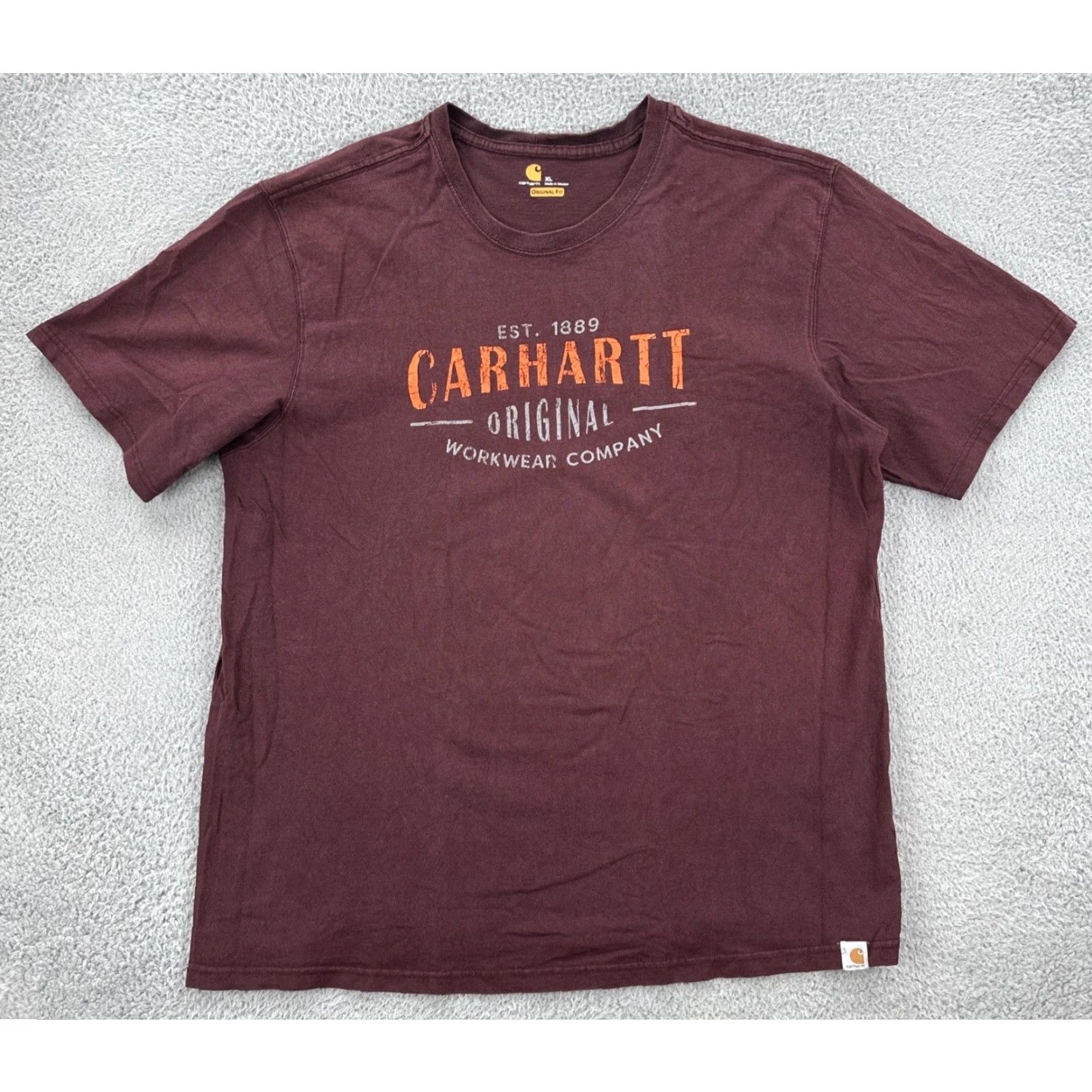 Carhartt Carhartt T-Shirt Men XL Maroon Red Graphic Print Logo EUC Regular Fit Size US XL / EU 56 / 4 - 2 Thumbnail