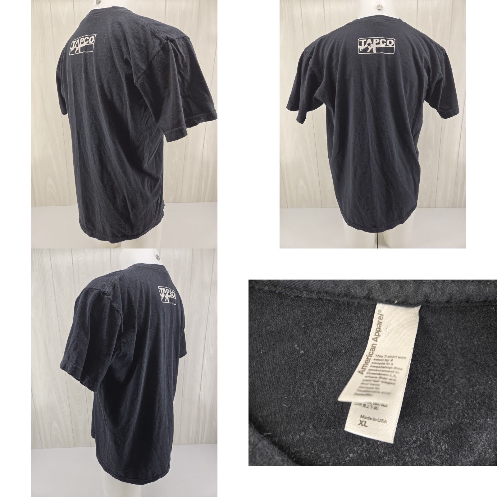 American Apparel VINTAGE TAPCO American Apparel Graphic Logo Promo T Shirt XL Crew Neck Short Sleeve Black Cotton Men USA 90s Military Gun Marines Logo Shirt XL Size US XL / EU 56 / 4 - 8 Thumbnail