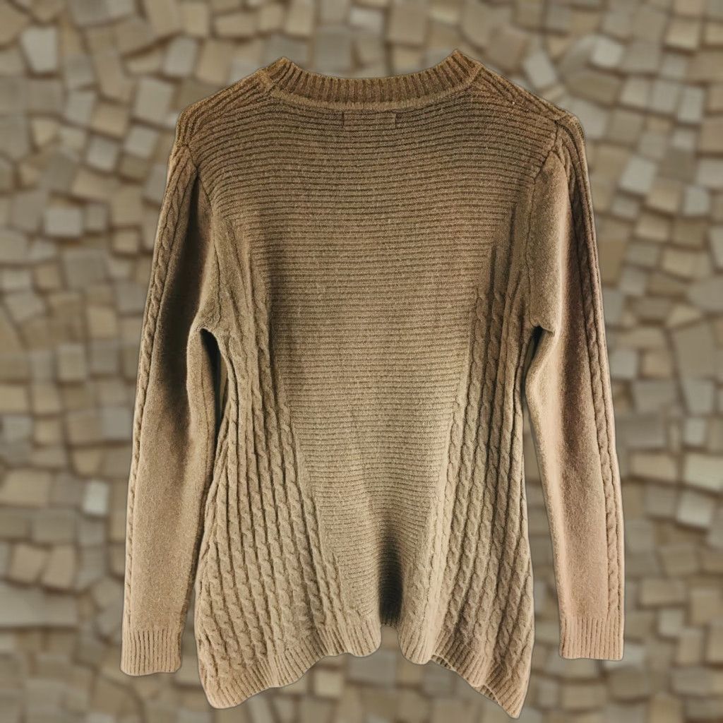 Vintage Jon & Anna Sweater Women's Size L Brown Pullover Ribbed Cable-Knit Round Neck Size L / US 10 / IT 46 - 1 Thumbnail