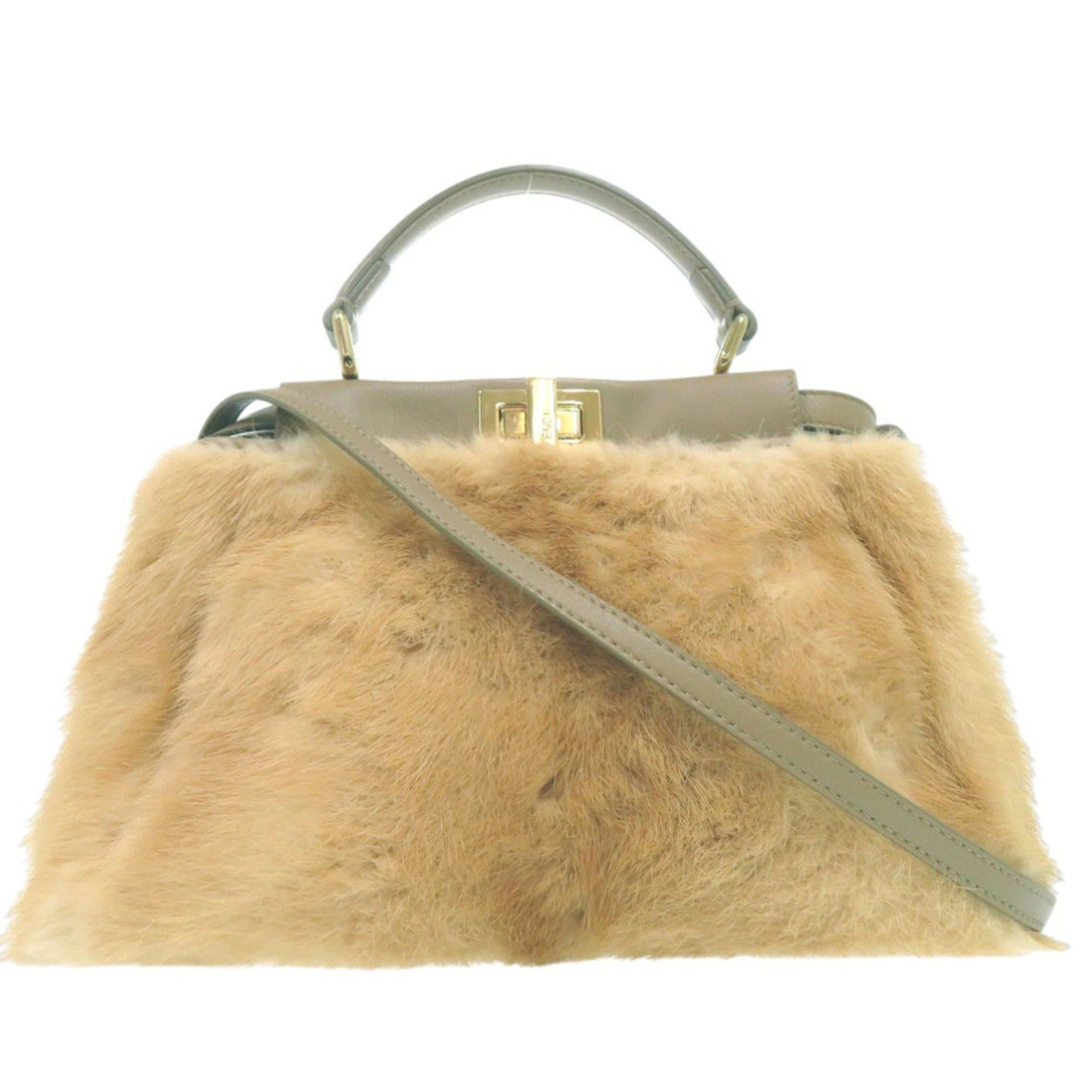 Fendi Excellent condition Fendi Peekaboo Mini 2-way handbag 8BN244 S8HC-199-10429 mink leather beige 1380 Size ONE SIZE - 1 Thumbnail