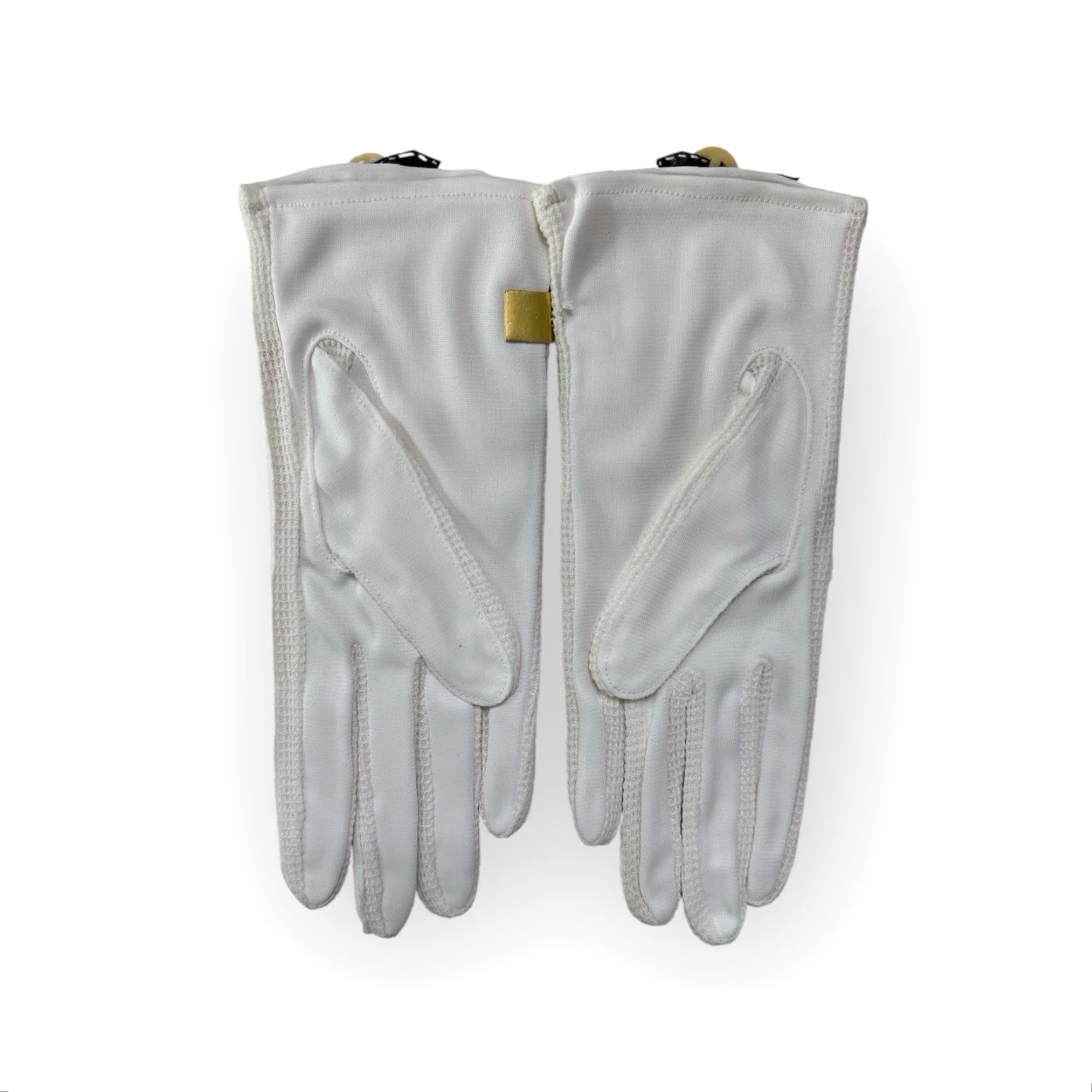 Vintage VINTAGE dress gloves Womens L White 70s Deadstock NIP Nylon Buckle detail gloves Size L / US 10 / IT 46 - 5 Thumbnail