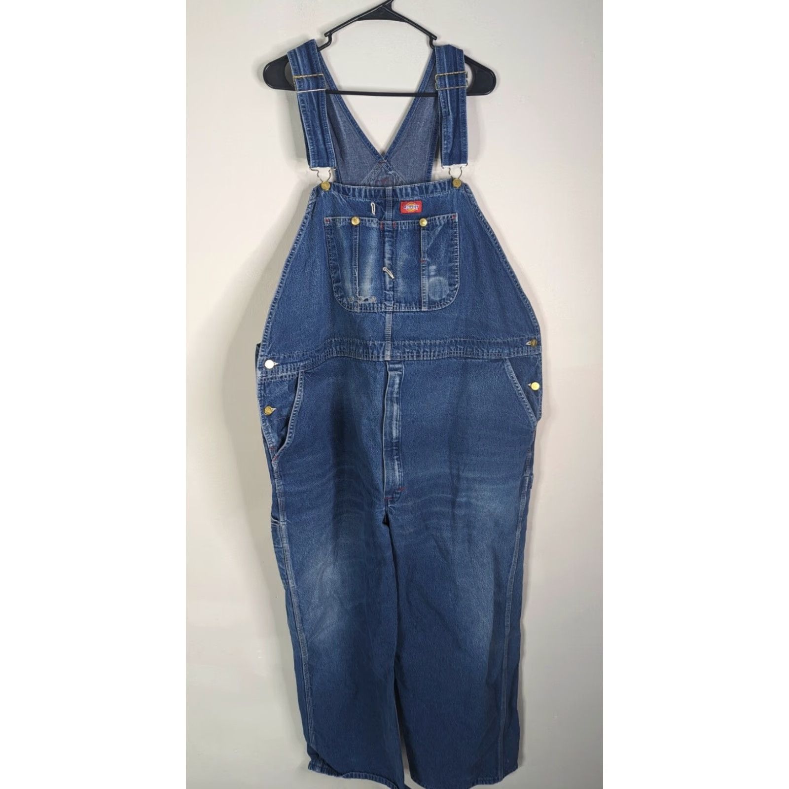 Dickies Dickies Mens 52x30 Denim Blue Carpenter Farm Work Trucker Bib Overalls Size US 36 / EU 52 - 2 Thumbnail