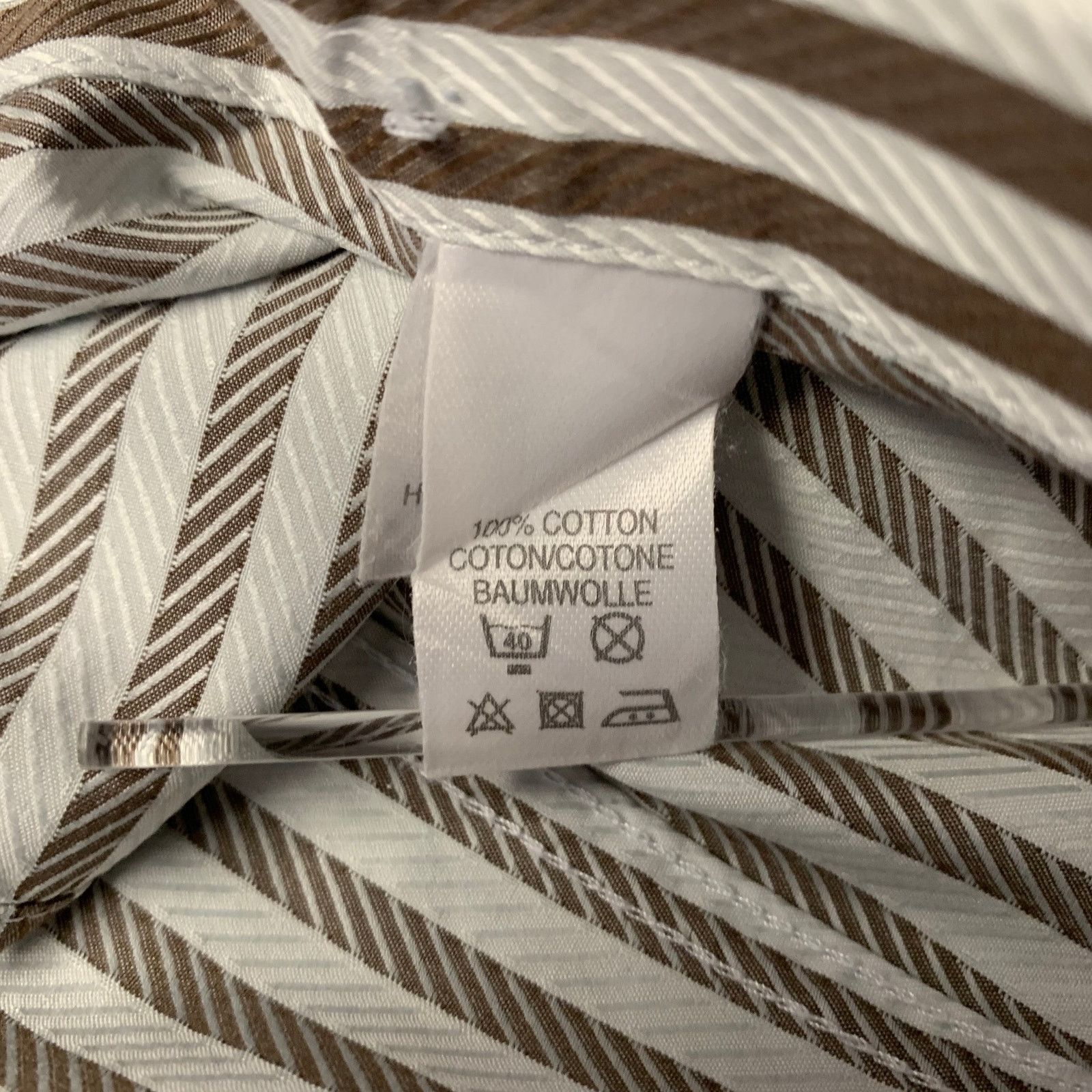 Paul Smith PAUL SMITH White Brown Striped Cotton Long Sleeve Shirt Size US XL / EU 56 / 4 - 7 Thumbnail