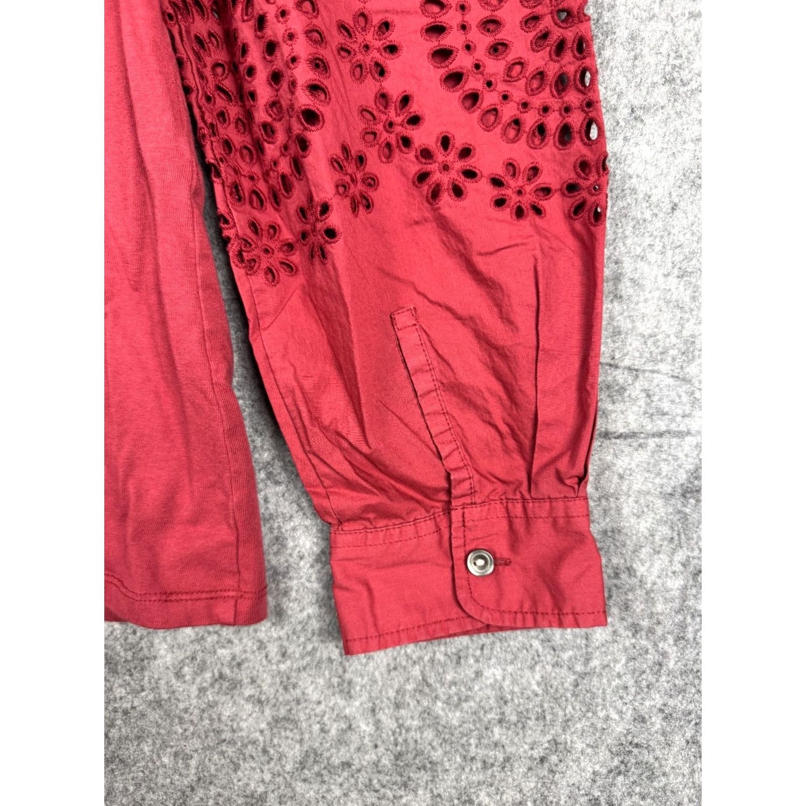Rebecca Taylor Rebecca Taylor LA VIE Top Blouse Women's Medium Red Long Sleeve Lace Peasant Cotton Size M / US 6-8 / IT 42-44 - 4 Thumbnail