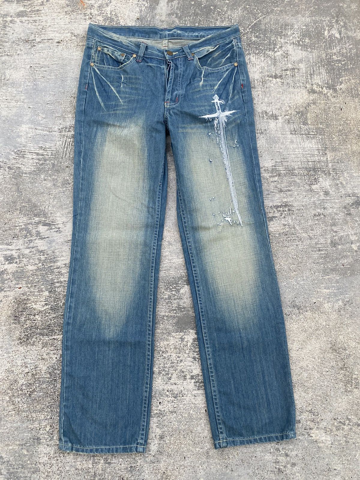 image of Number N Ine x Vintage Number Nine Sword Skull Punk Cowboy Gorpcore Rave in Denim, Men's (Size 30)