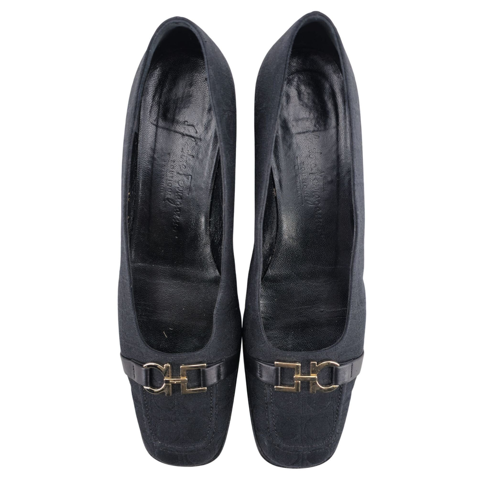 Salvatore Ferragamo Salvatore Ferragamo Italy Womens 8AA Black Signature Gancini Size US 8 / IT 38 - 10 Thumbnail