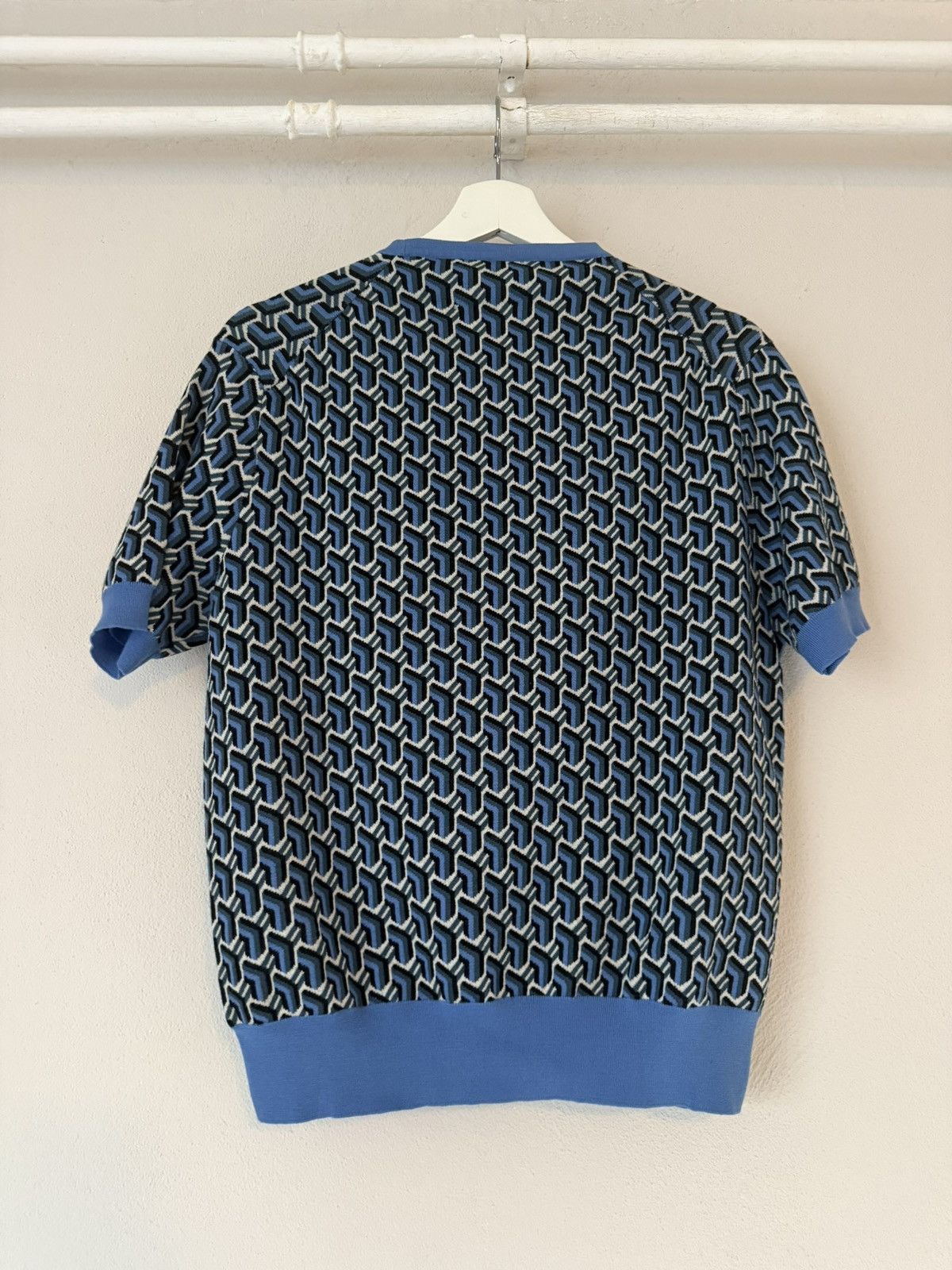 Prada Geometric Pattern Wool Knit Short Sleeve Top Size US M / EU 48-50 / 2 - 5 Thumbnail