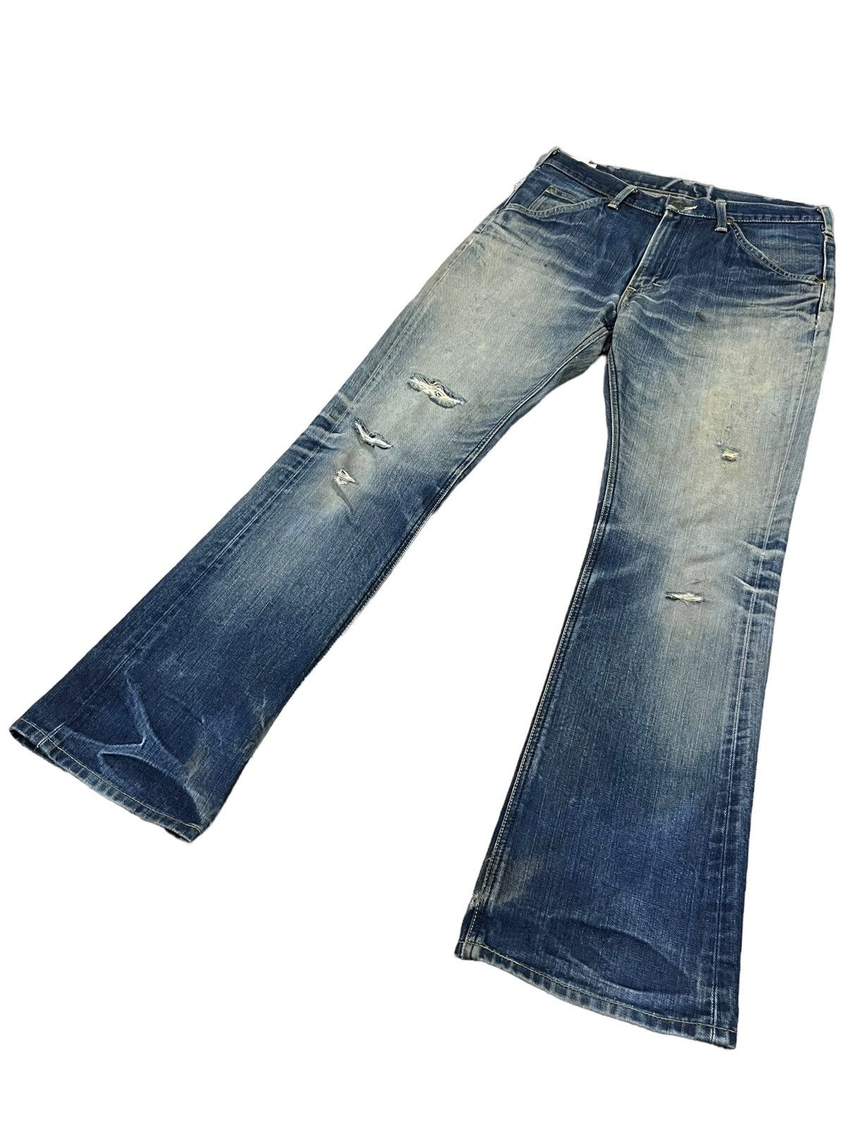 Lee × Midnight Organic 🔥Vtg LEE Thrashed Patina Stain Mudwash FLARE Organic Jeans Size US 30 / EU 46 - 5 Thumbnail