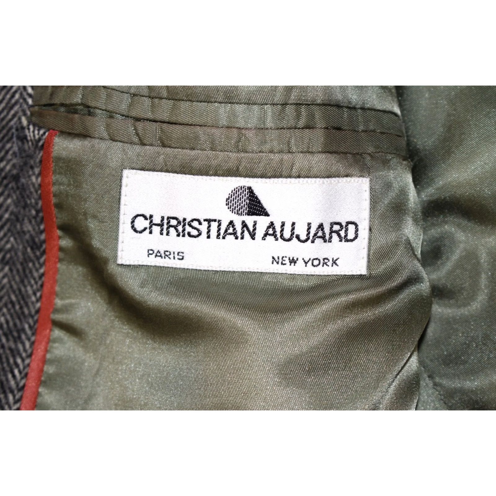 Camel Vintage Christian Aujard Blazer Men's 40 Wool Camel Hair Tweed Herringbone Gray Size 40R - 6 Thumbnail