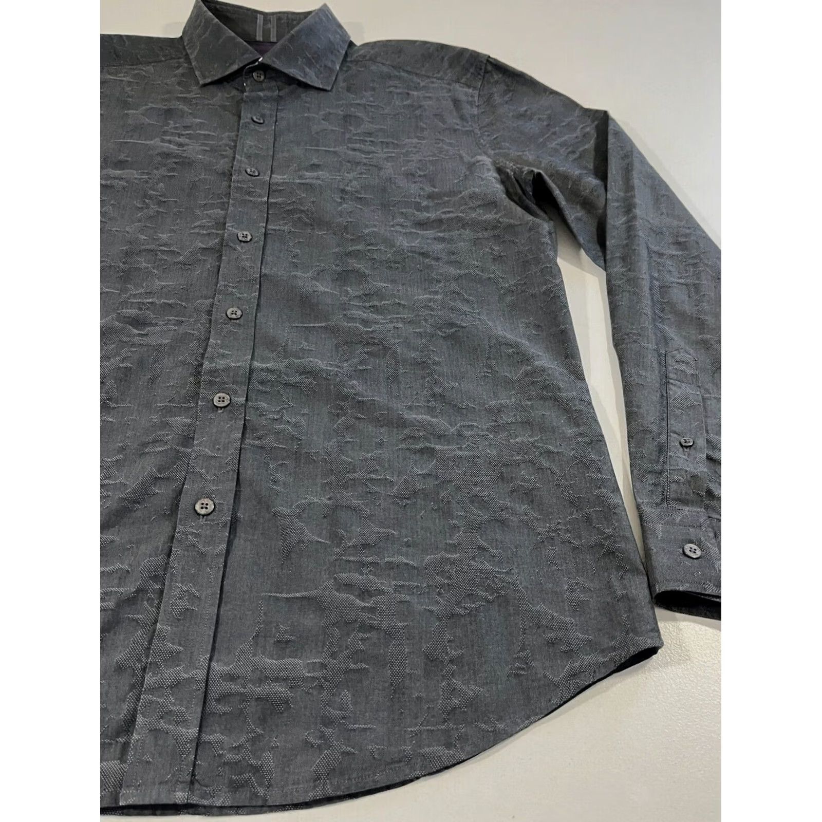 Robert Graham VINTAGE Robert Graham Button-Up Jacquard Shirt Tailored Fit Sz L Gray Cotton Men's Button-Up Regular Length Size US L / EU 52-54 / 3 - 5 Thumbnail