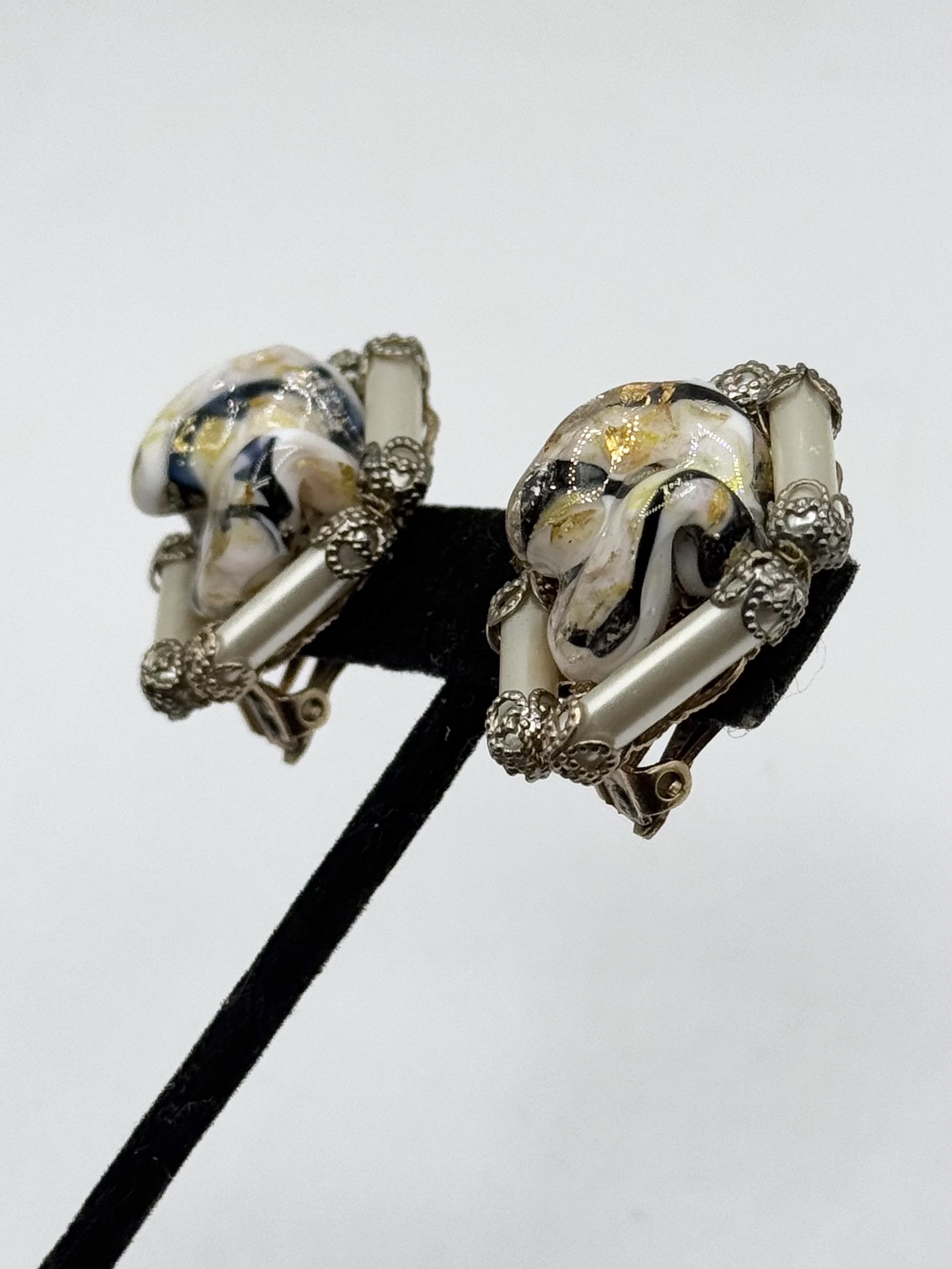 Vintage Vintage art glass filigree hand beaded earrings Size ONE SIZE - 5 Thumbnail