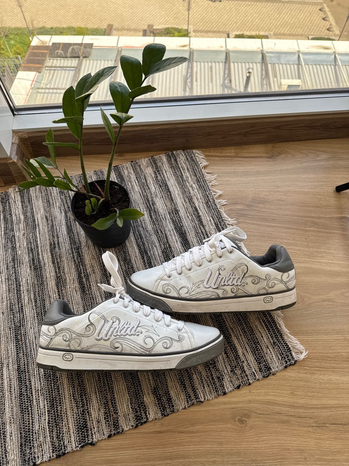 Ecko Unltd. × Vintage Ecko Unltd. Big logo Y2K Leather white sneakers shoes Size US 13 / EU 46 - 2 Thumbnail