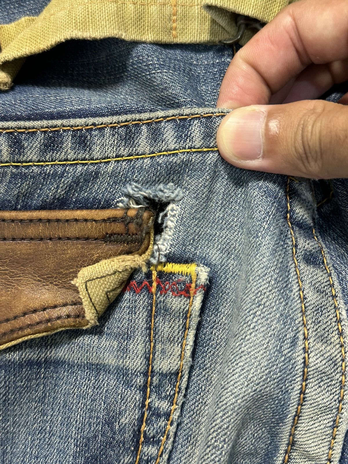 Edwin 2000s Flare Edwin Blue Trip Mud Wash Buckle Back Denim Jeans Size US 29 - 19 Thumbnail