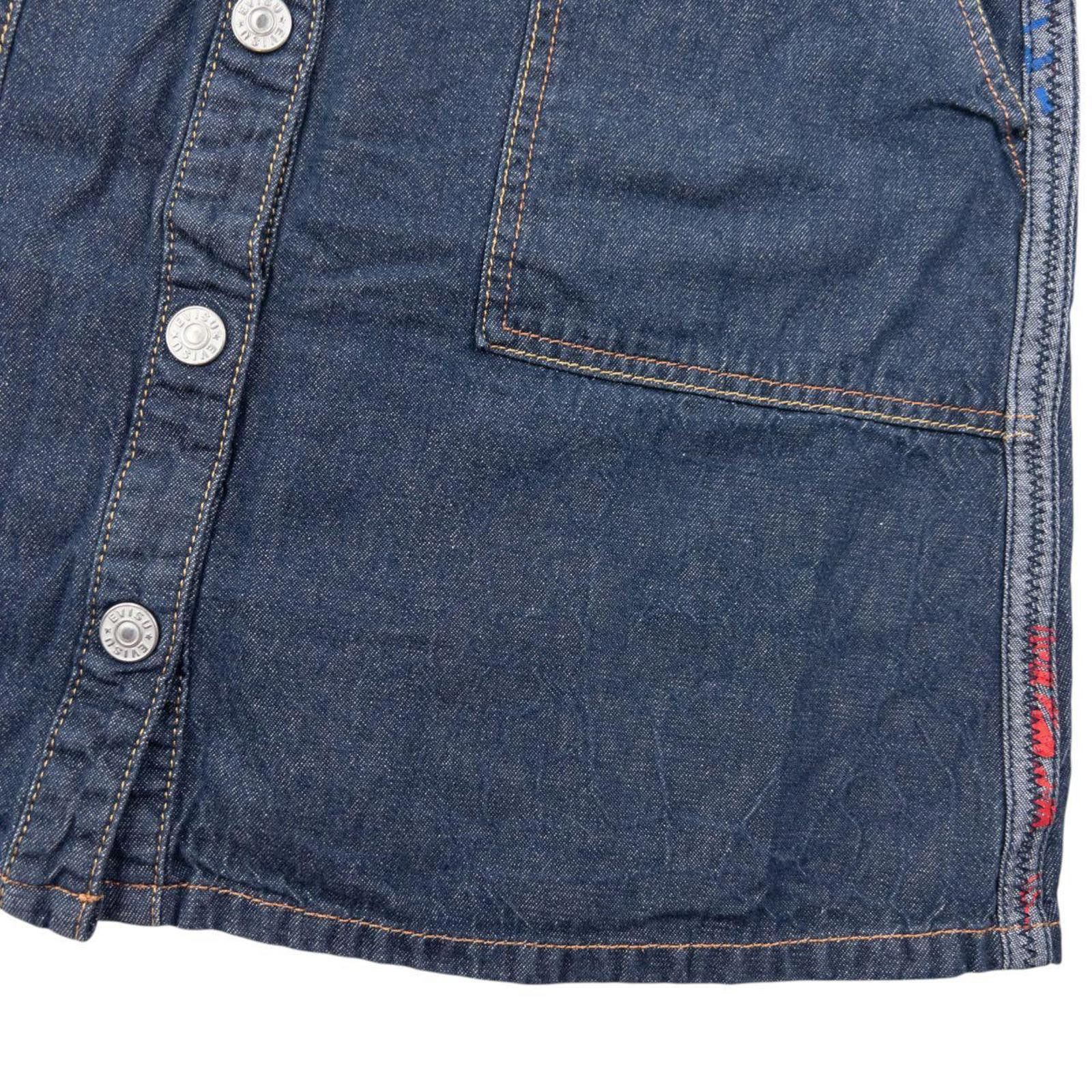 Vintage 2000s Evisu Double Gull Reversible Denim Mini Skirt