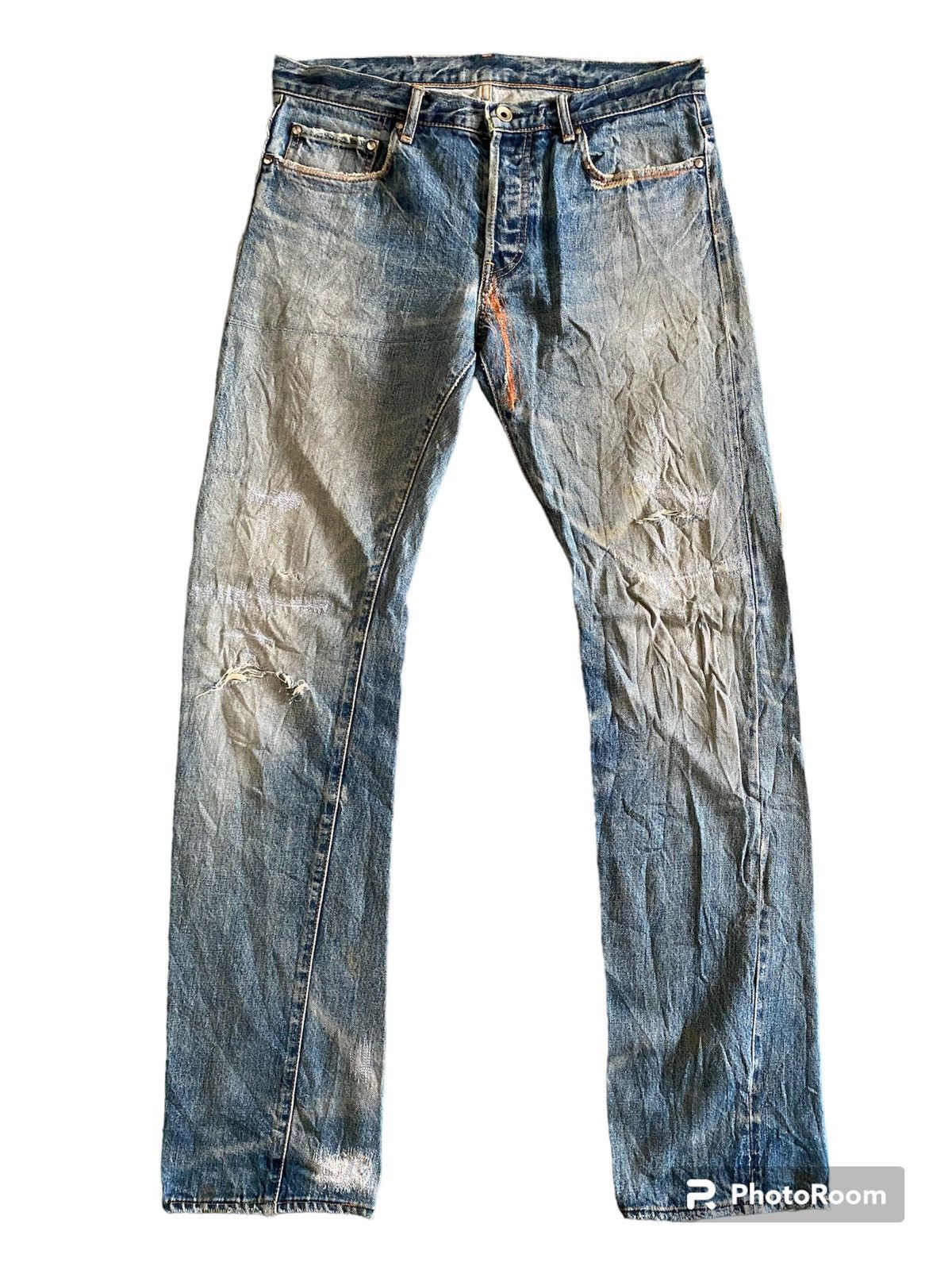 image of Ship Jet Blue Distressed Denim in Faded Blue, Men's (Size 33)