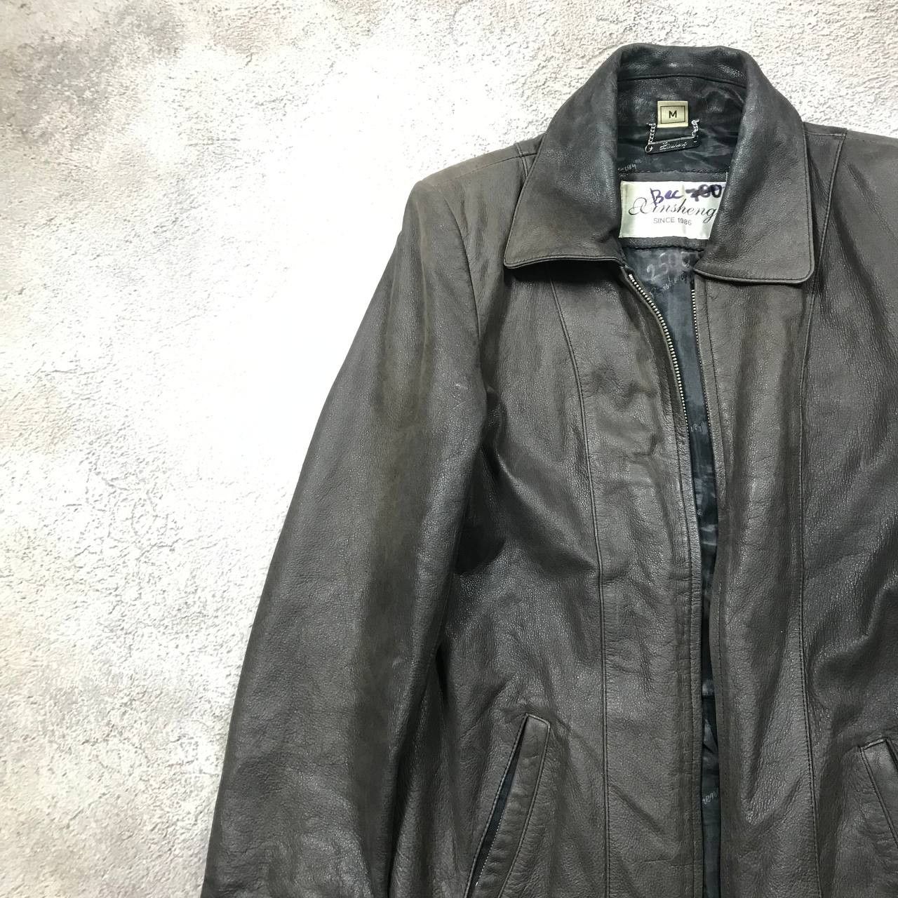 Vintage Vintage 90s Faded Leather Jacket Streetwear Grunge Cropped M Size M / US 6-8 / IT 42-44 - 2 Thumbnail