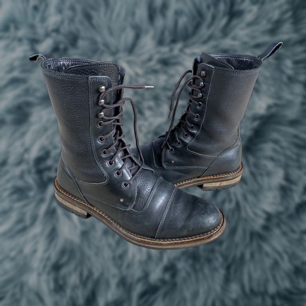 Bruno Magli Bruno Magli Pristine Palatino Black Leather Boots Lace Up Combat Chukka Sz 8.5 Size US 9 / EU 42 - 1 Thumbnail