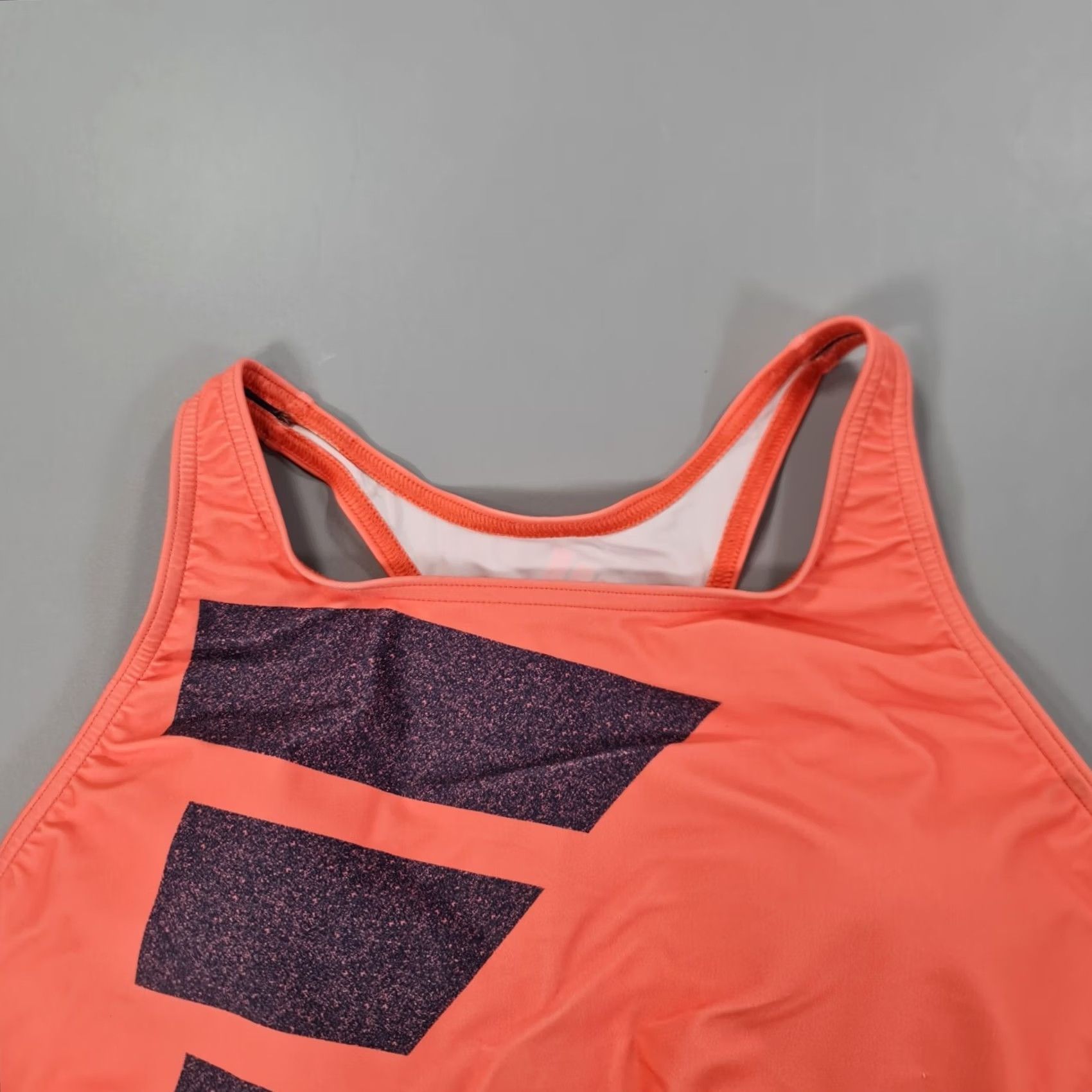Adidas VINTAGE? Adidas Womens Sports Bra Orange 40 Racer Back Big Logo Padded Size ONE SIZE - 2 Thumbnail