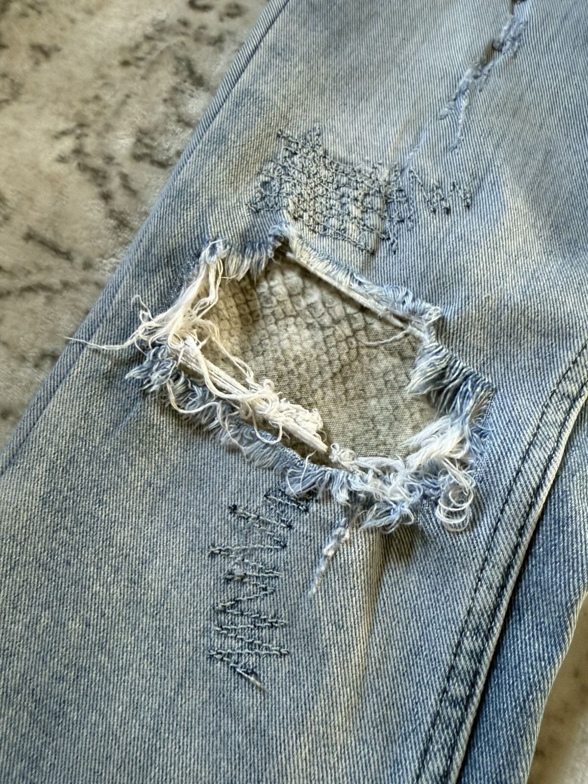 Ksubi Ksubi Studded Phython Snake Repaired Distressed Skinny Jeans Size US 30 / EU 46 - 8 Thumbnail