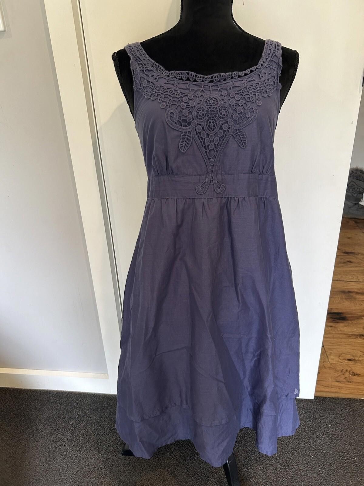 Esprit Esprit Linen Dress Blue Lined Crocheted Detail-Size 10 (003) Size M / US 6-8 / IT 42-44 - 2 Thumbnail