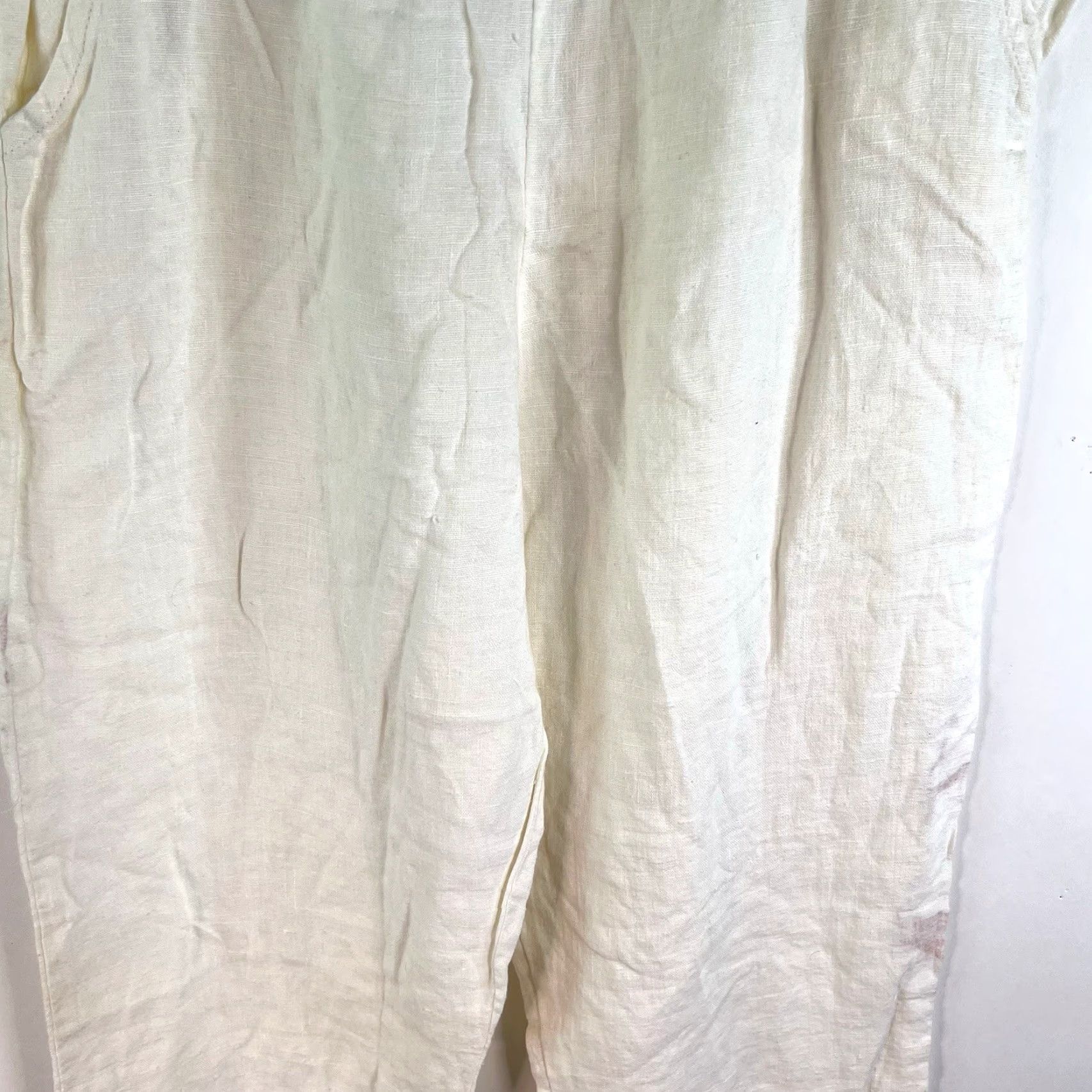 Vintage VINTAGE Aegean Linen Pants Womens Size S White 26X22 Embroidered Capri High Rise Straight Leg Pockets Beach Theme Size 28" / US 6 / IT 42 - 3 Thumbnail