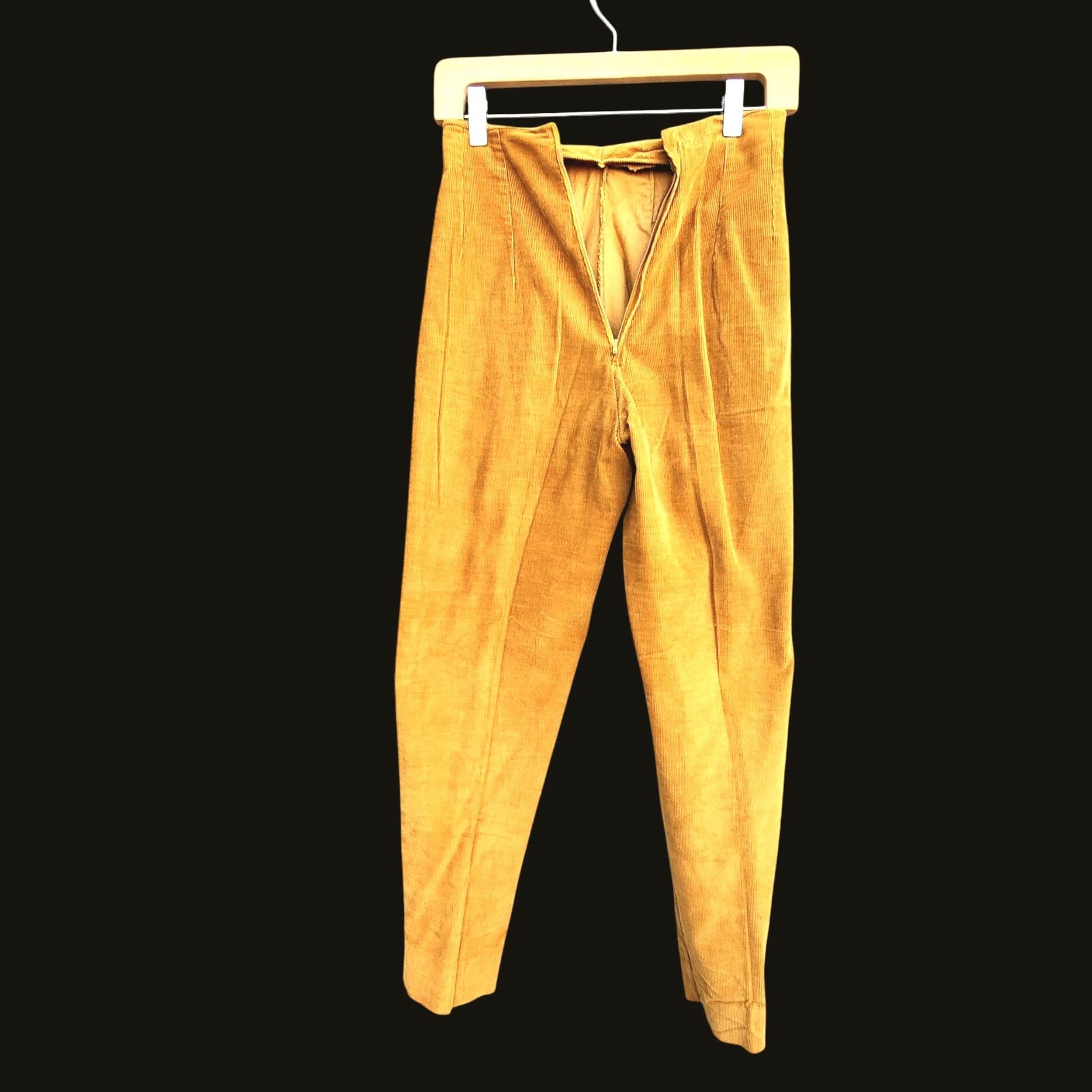 Handmade 50s Mustard Corduroy Cigarette Pants & Velvet Draped Vest Se Size 25" / US 0 / IT 36 - 4 Thumbnail