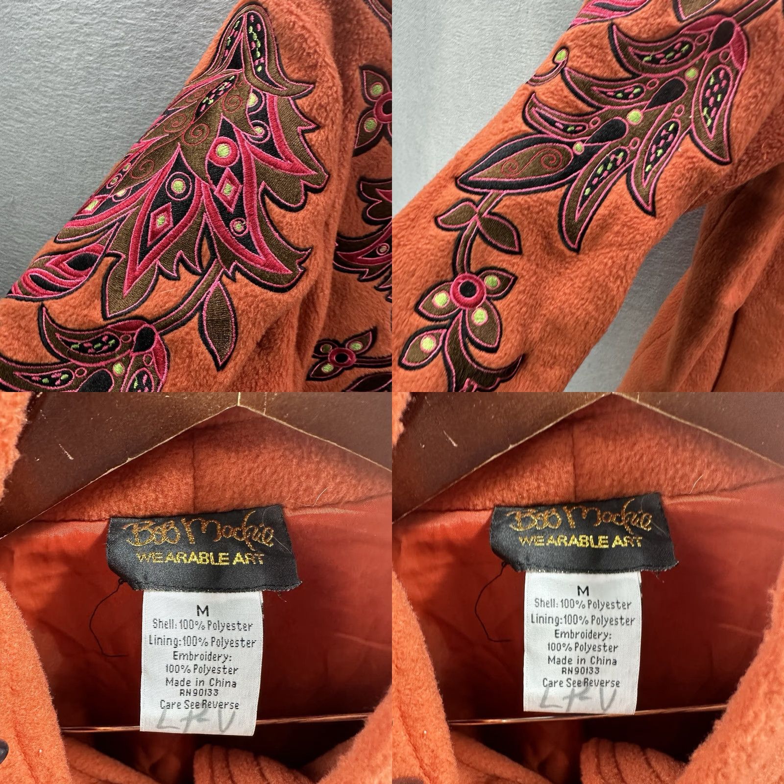 Bob Mackie VINTAGE Bob Mackie Coat Womens M Orange Wearable Art Floral Mid-Length Overcoat Autumn Winter Casual Mens Women’s Size M / US 6-8 / IT 42-44 - 8 Thumbnail