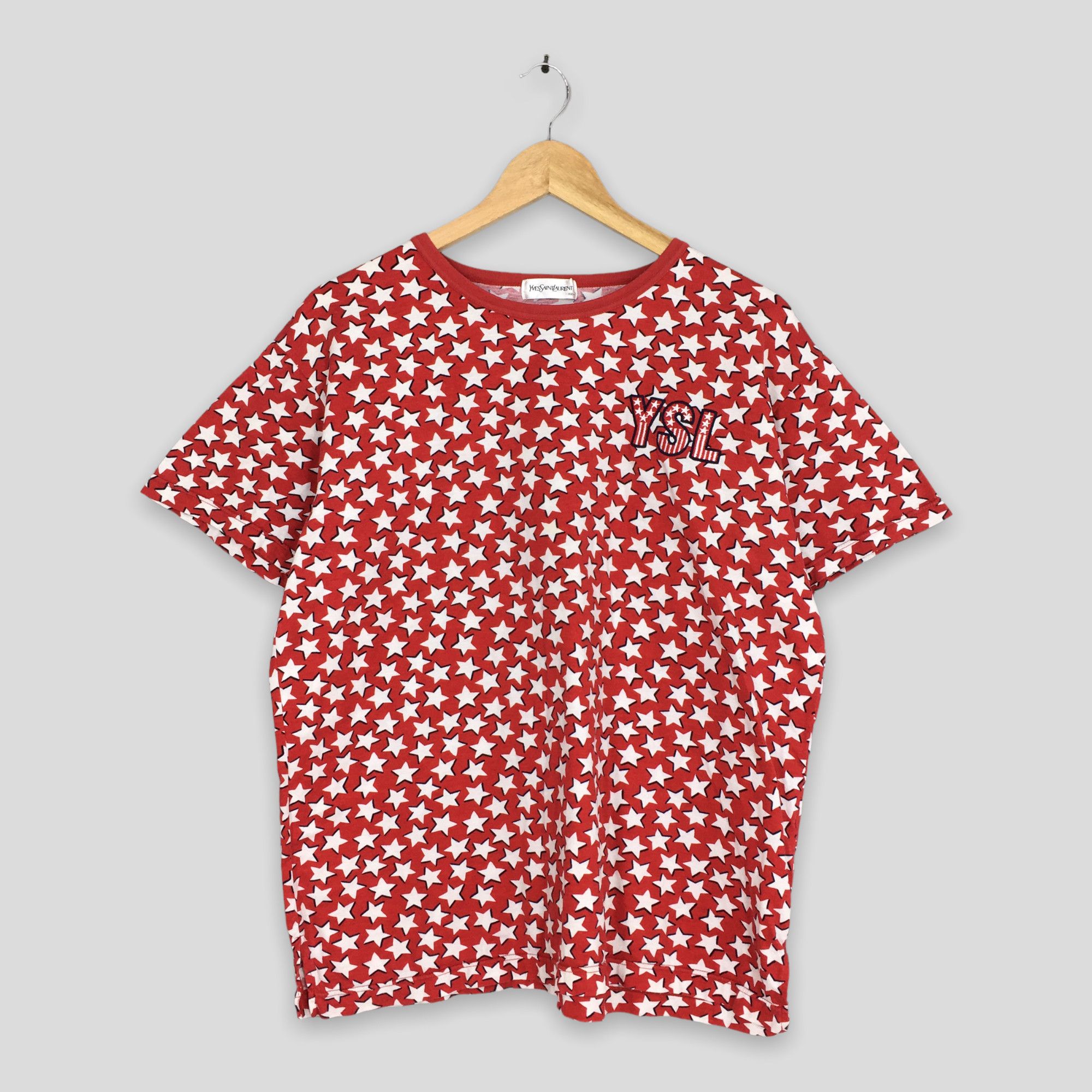 90's YSL Yves Saint Laurent Stars All Over Prints T shirt M