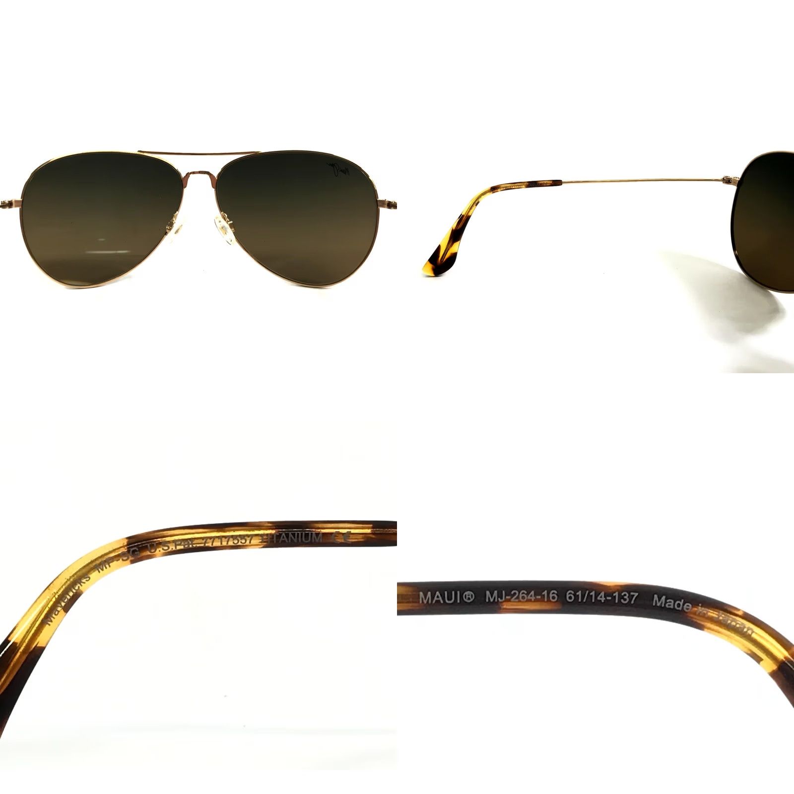 Maui Jim Maui Jim Sunglasses Mavericks MJ-264-16 Gold Aviator Polarized Lenses Men Size ONE SIZE - 7 Thumbnail