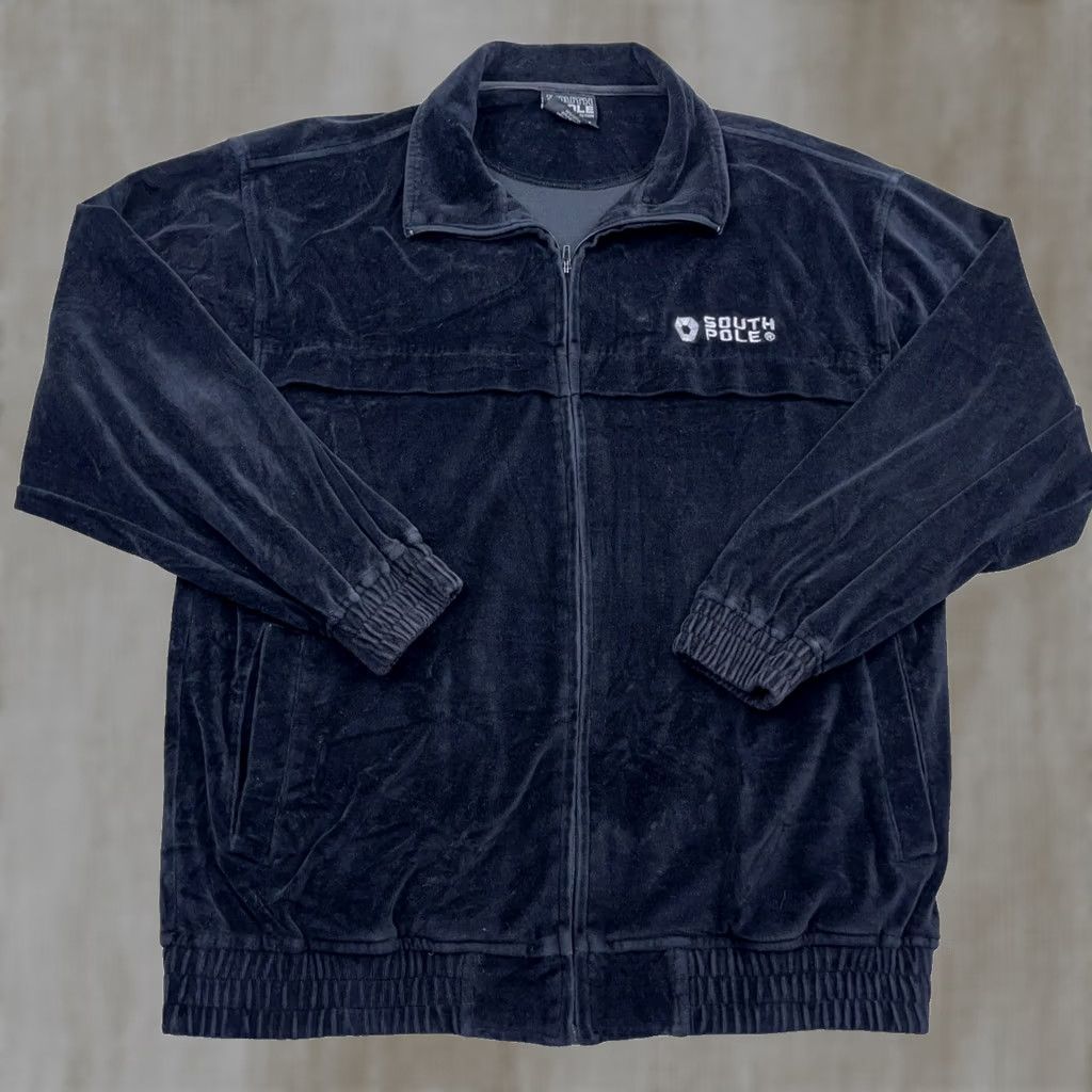 Southpole VINTAGE Southpole Track Jacket Mens XL Black Velour Full Zip Baggy Hip Hop Y2K Size US XL / EU 56 / 4 - 1 Thumbnail