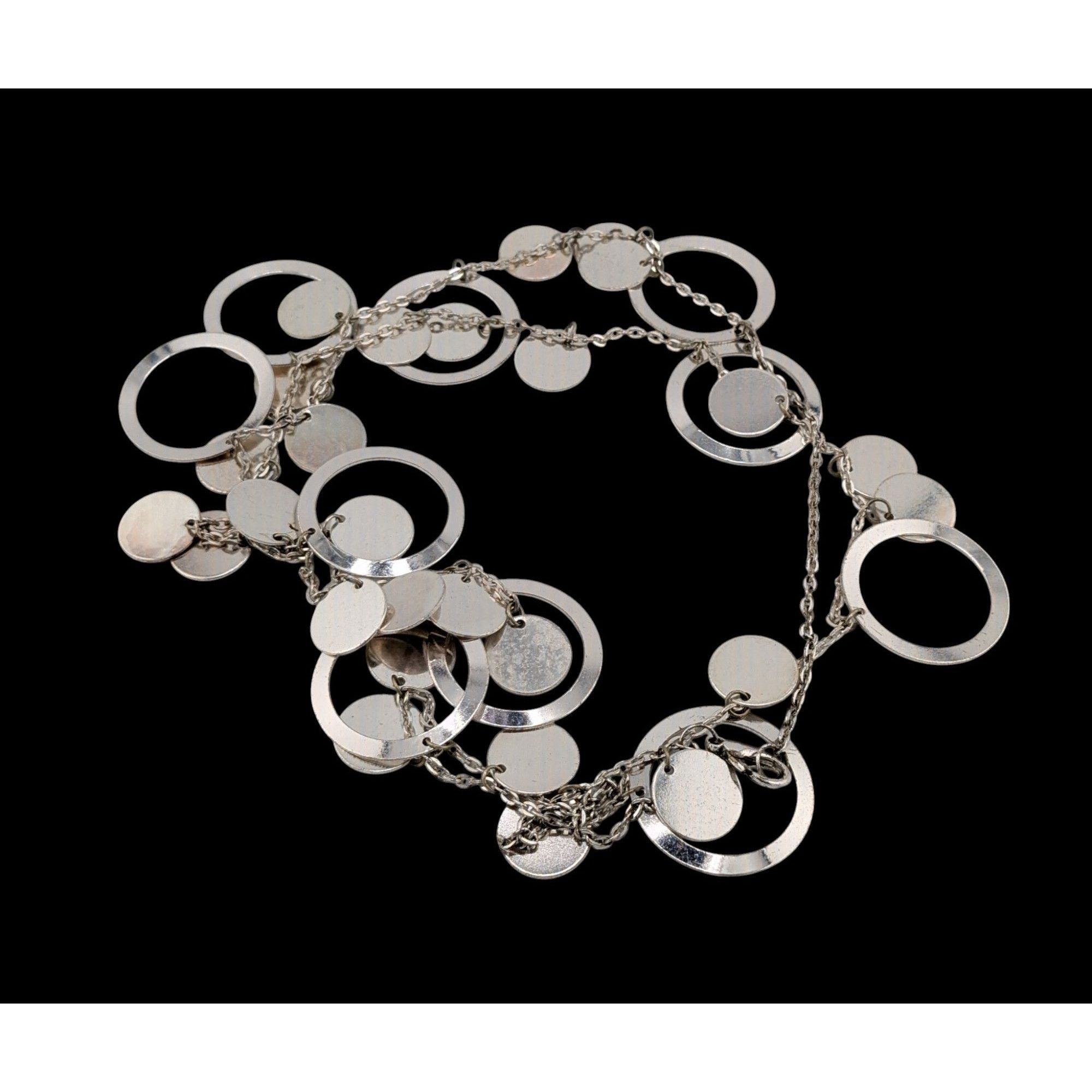 Other Vintage Glam Silver Tone Disc And Charm Necklace On Opera Le Size ONE SIZE - 3 Thumbnail