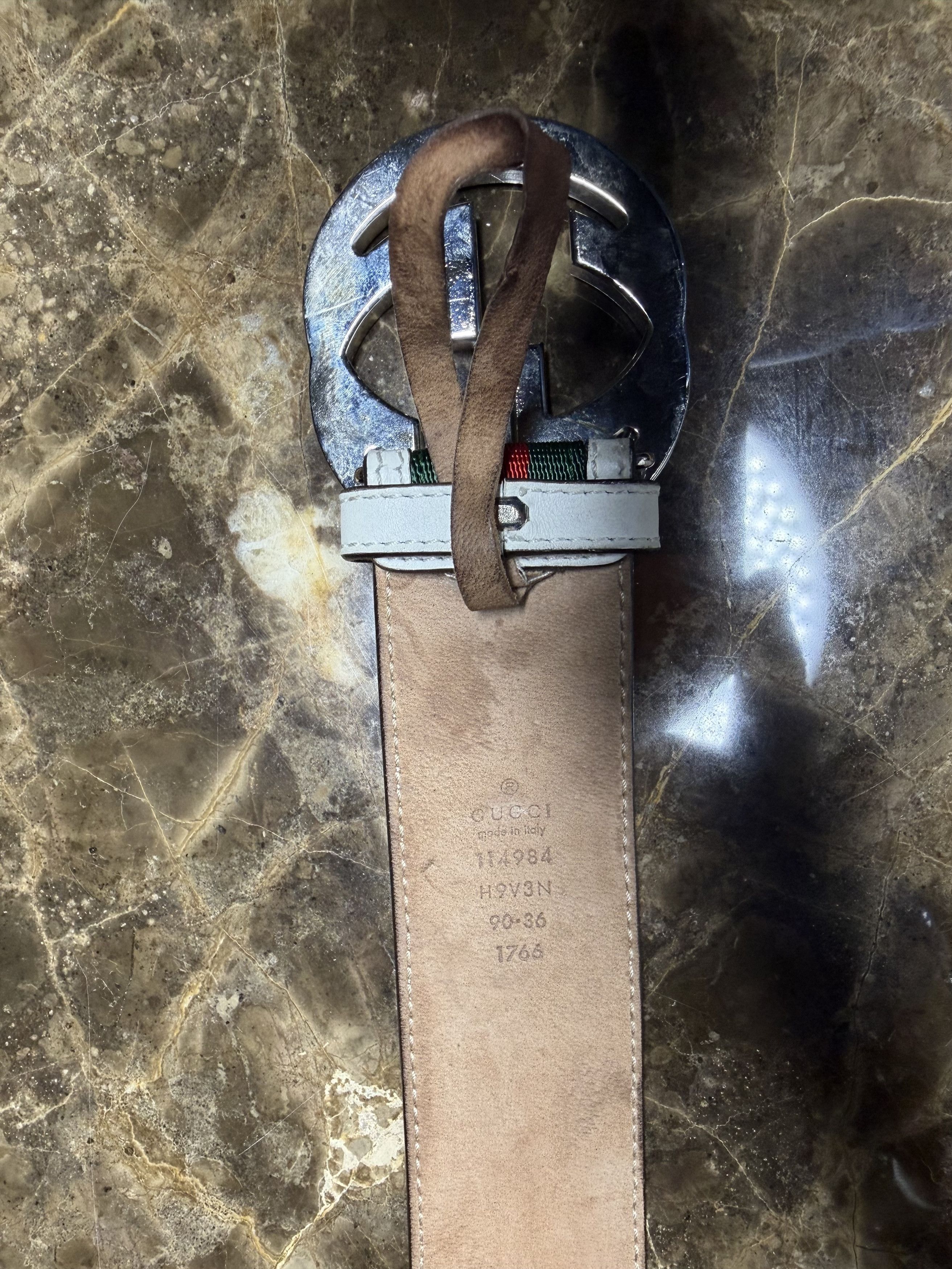 Gucci Gucci Interlocking G Belt, Stripes: White/Red/Green Size 36 - 14 Thumbnail