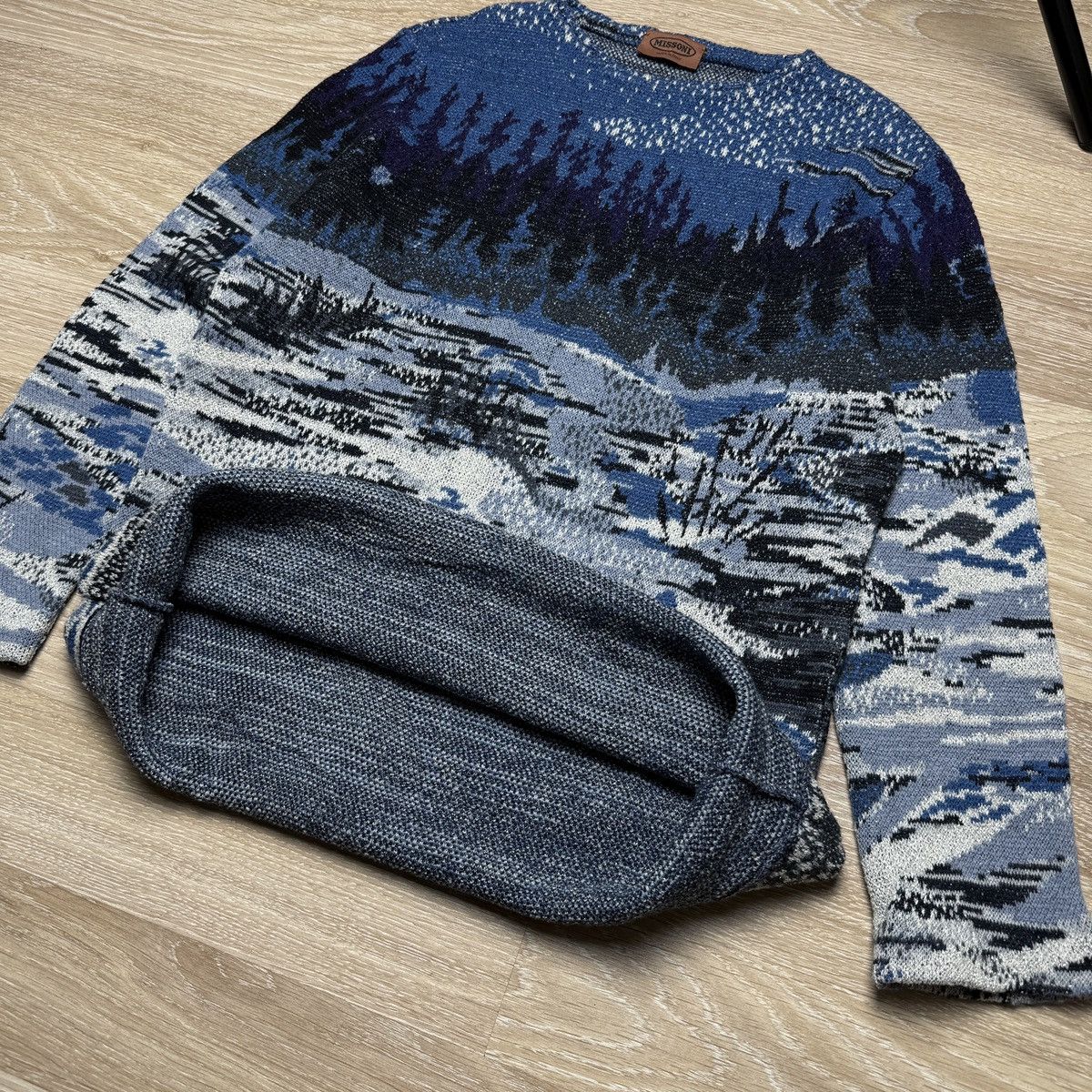 Missoni Rare Vintage Missoni Women's Wool Sweater Blue Winter Nature Size L / US 10 / IT 46 - 8 Thumbnail