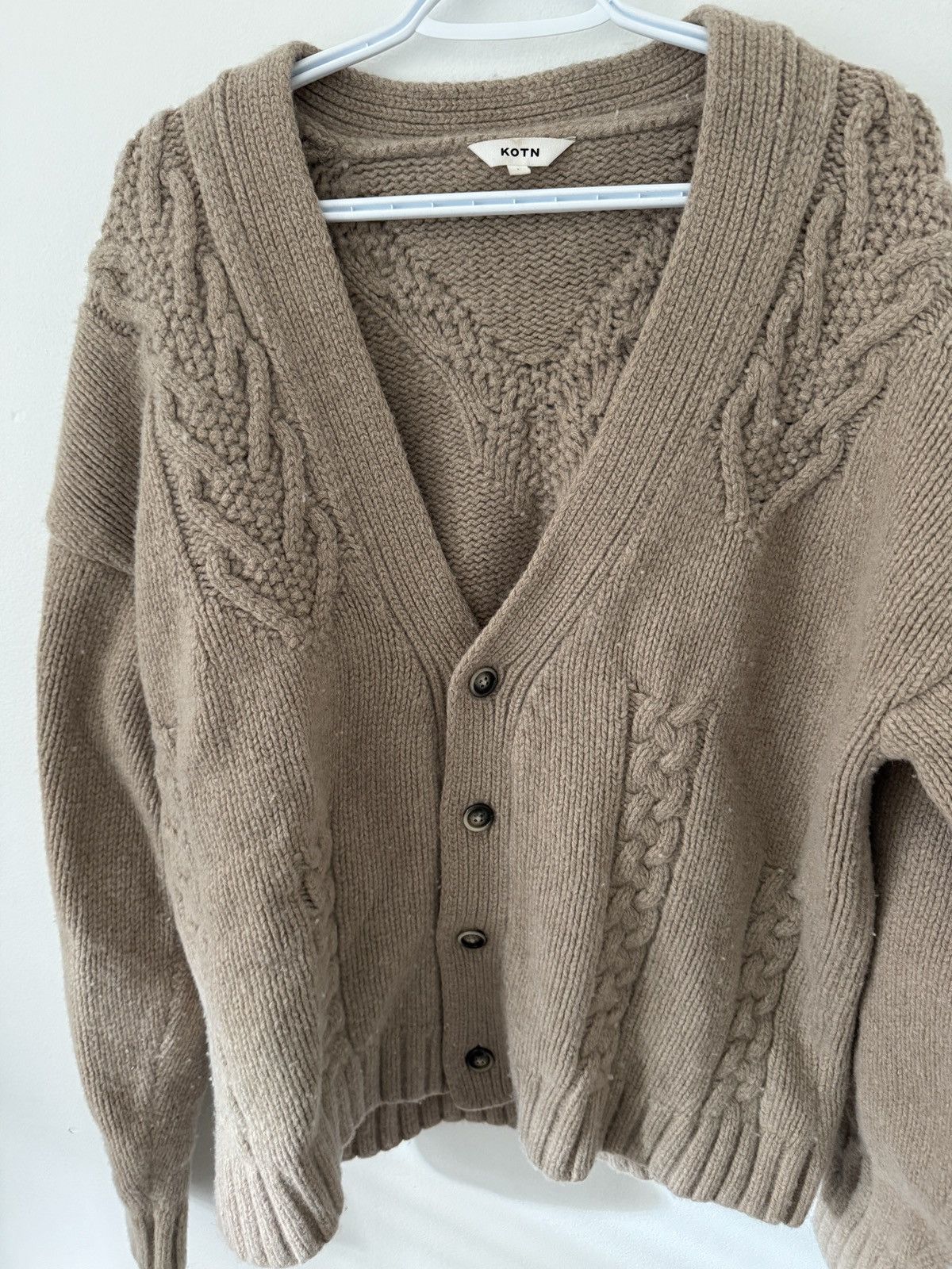 Kotn Beige Cable Knit Cardigan KOTN Size US L / EU 52-54 / 3 - 3 Thumbnail