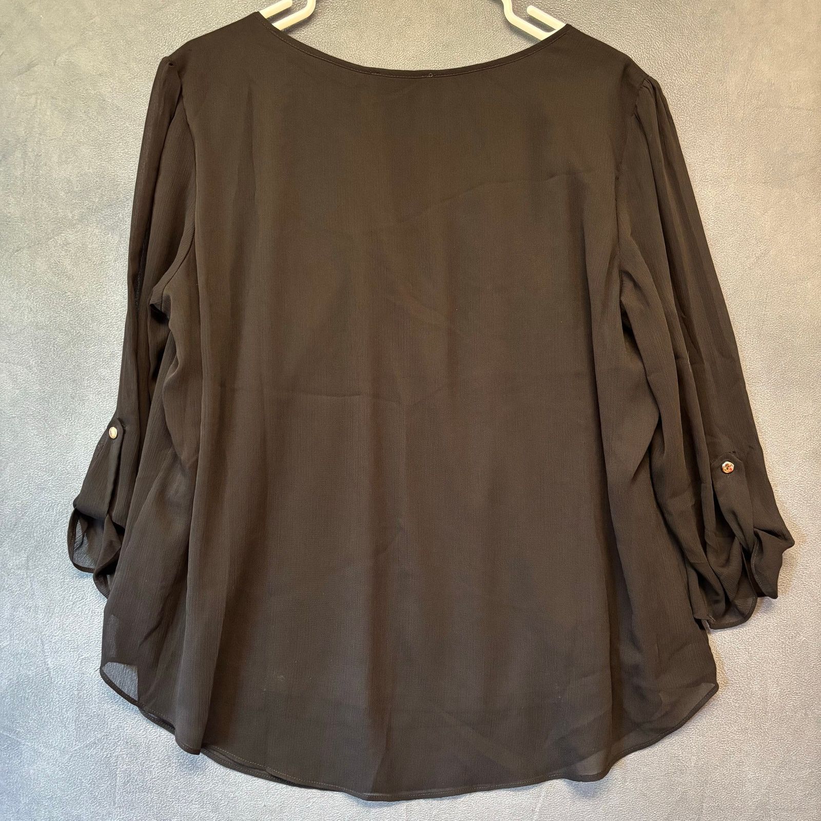 Other Roz & Ali Sheer Blouse Witch Goth Cocktail Office 3/4 Sleeve Size XL / US 12-14 / IT 48-50 - 3 Thumbnail