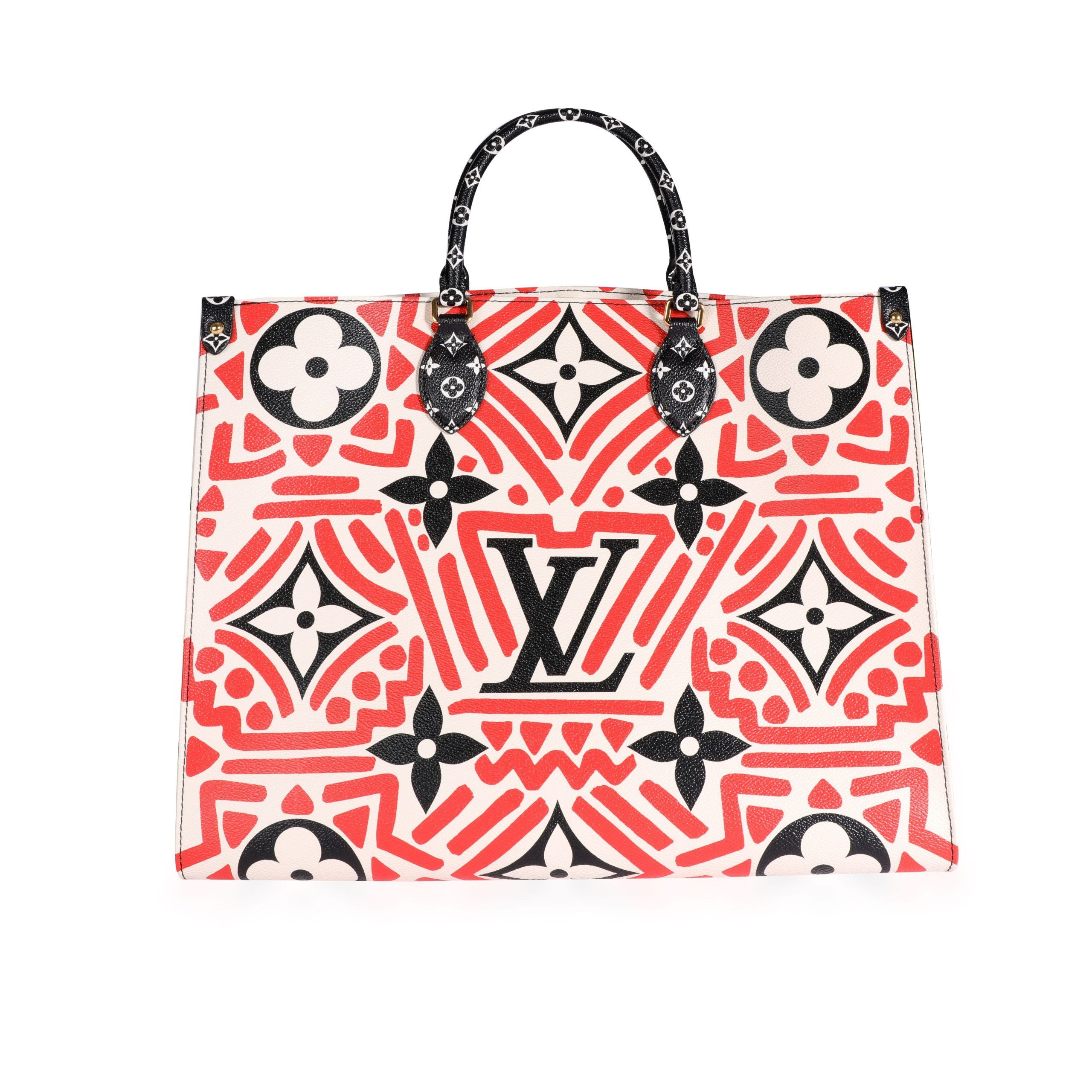 image of Louis Vuitton Cream & Red Monogram Giant Lv Crafty Onthego Gm in White, Women's