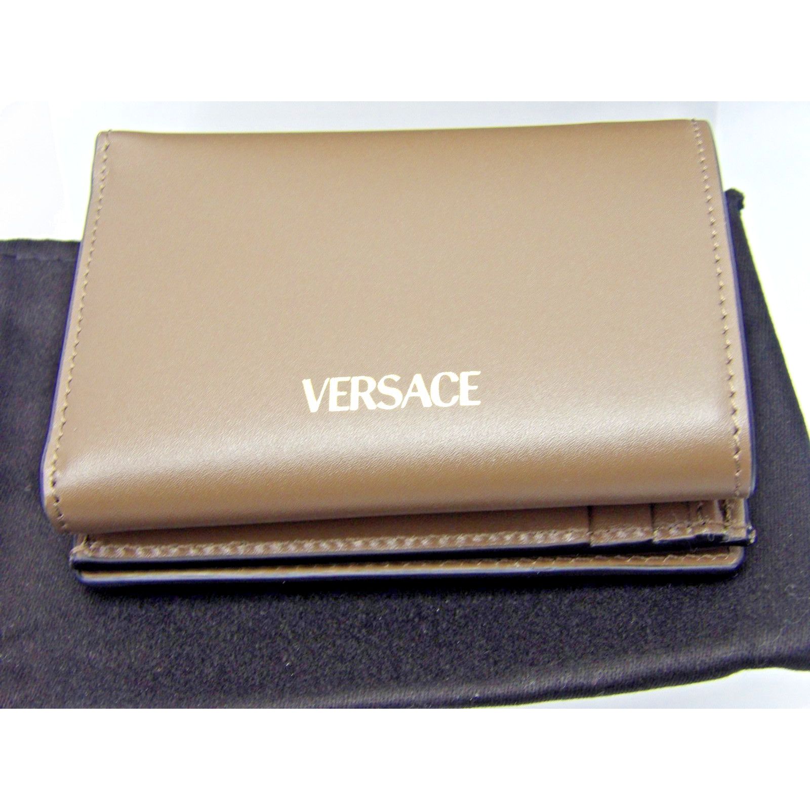 Versace VERSACE GREEN LEATHER GOLD MEDUSA LOGO TRIFOLD WALLET Size ONE SIZE - 6 Thumbnail
