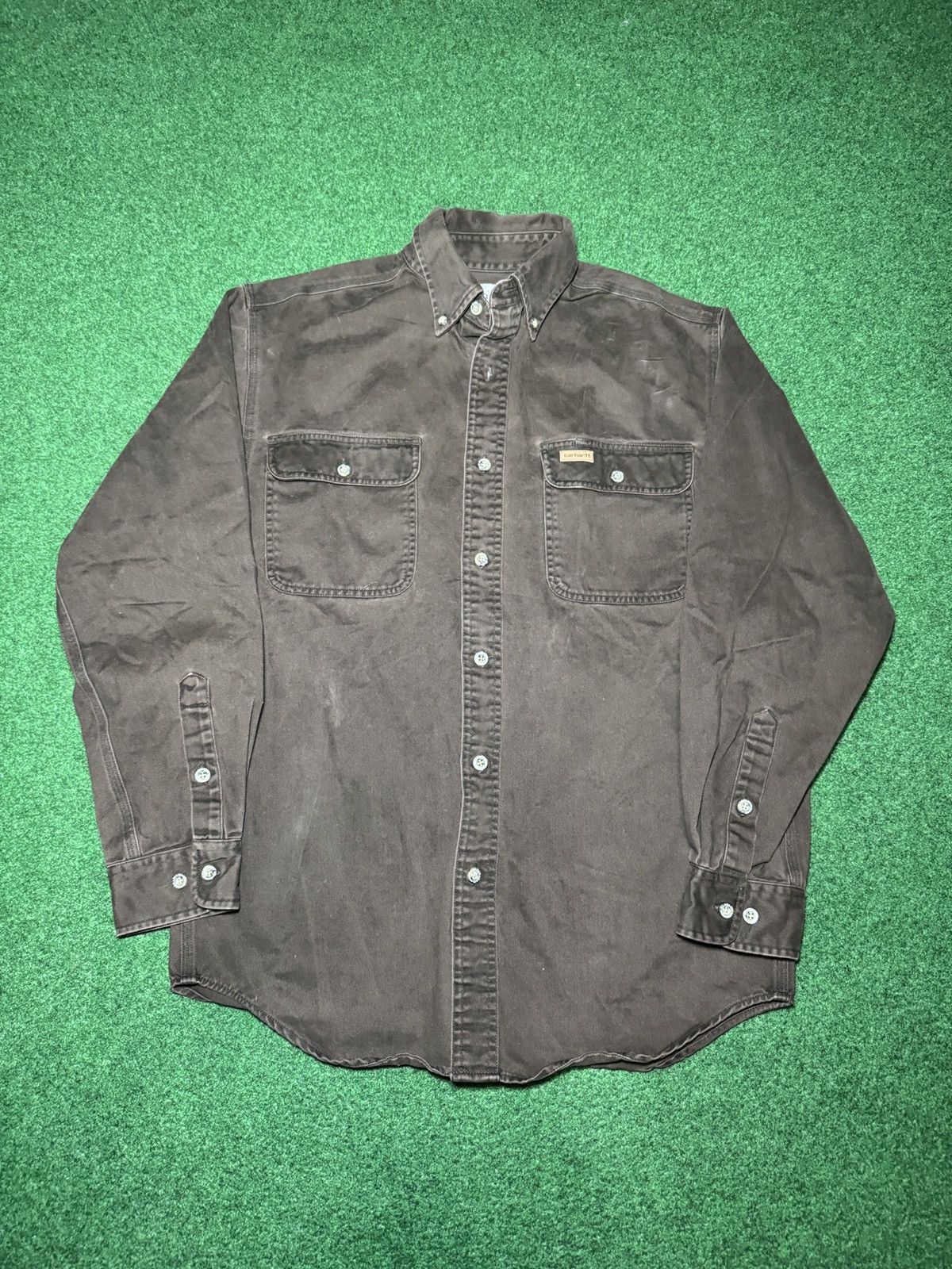 Carhartt Carhartt Heavyweight Button Up Shirt 21x29 Brown M/L Y2K Size US M / EU 48-50 / 2 - 1 Thumbnail