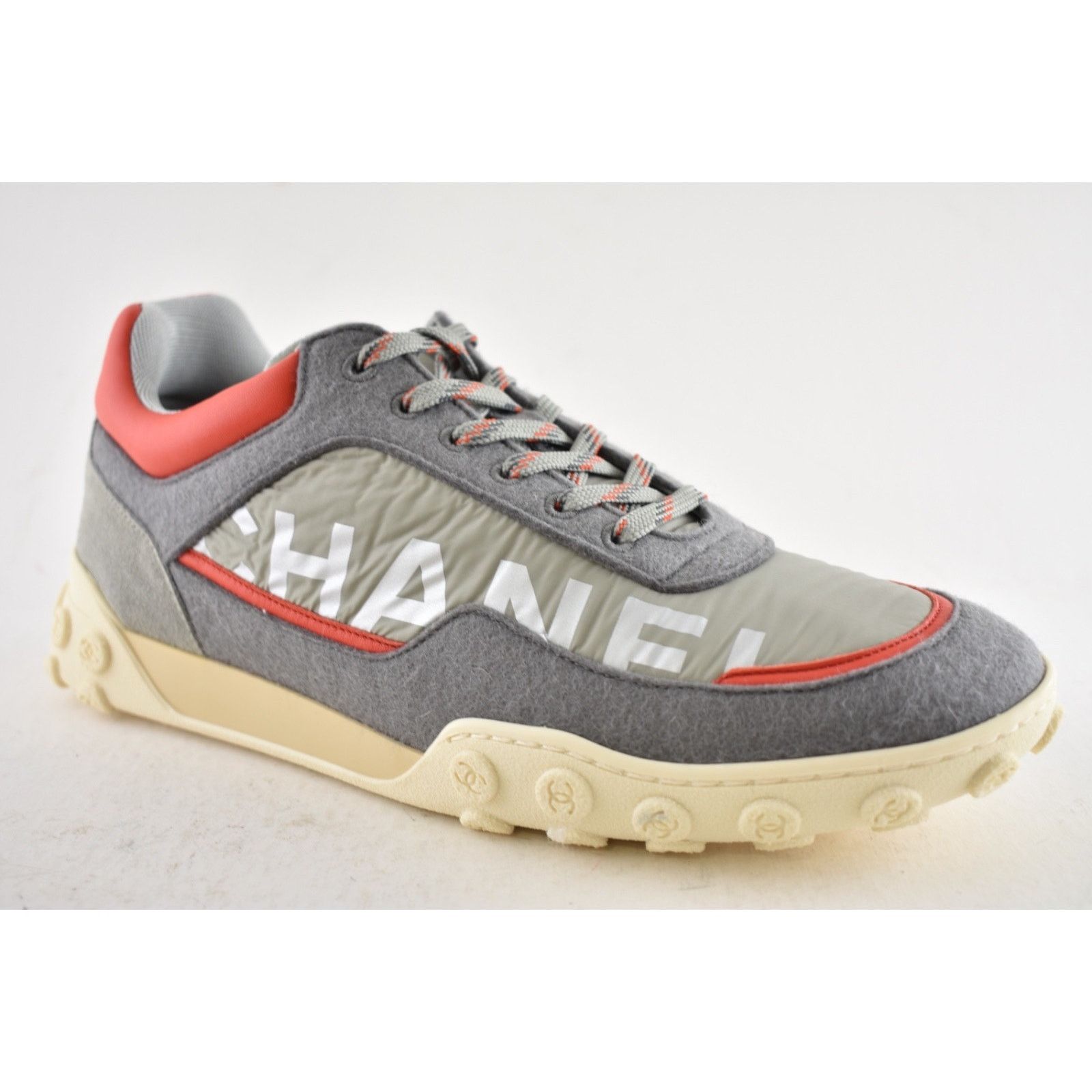Chanel Chanel Mens 18K Grey Orange Nylon CC Logo Lace Up Low Size US 11 / EU 44 - 5 Thumbnail