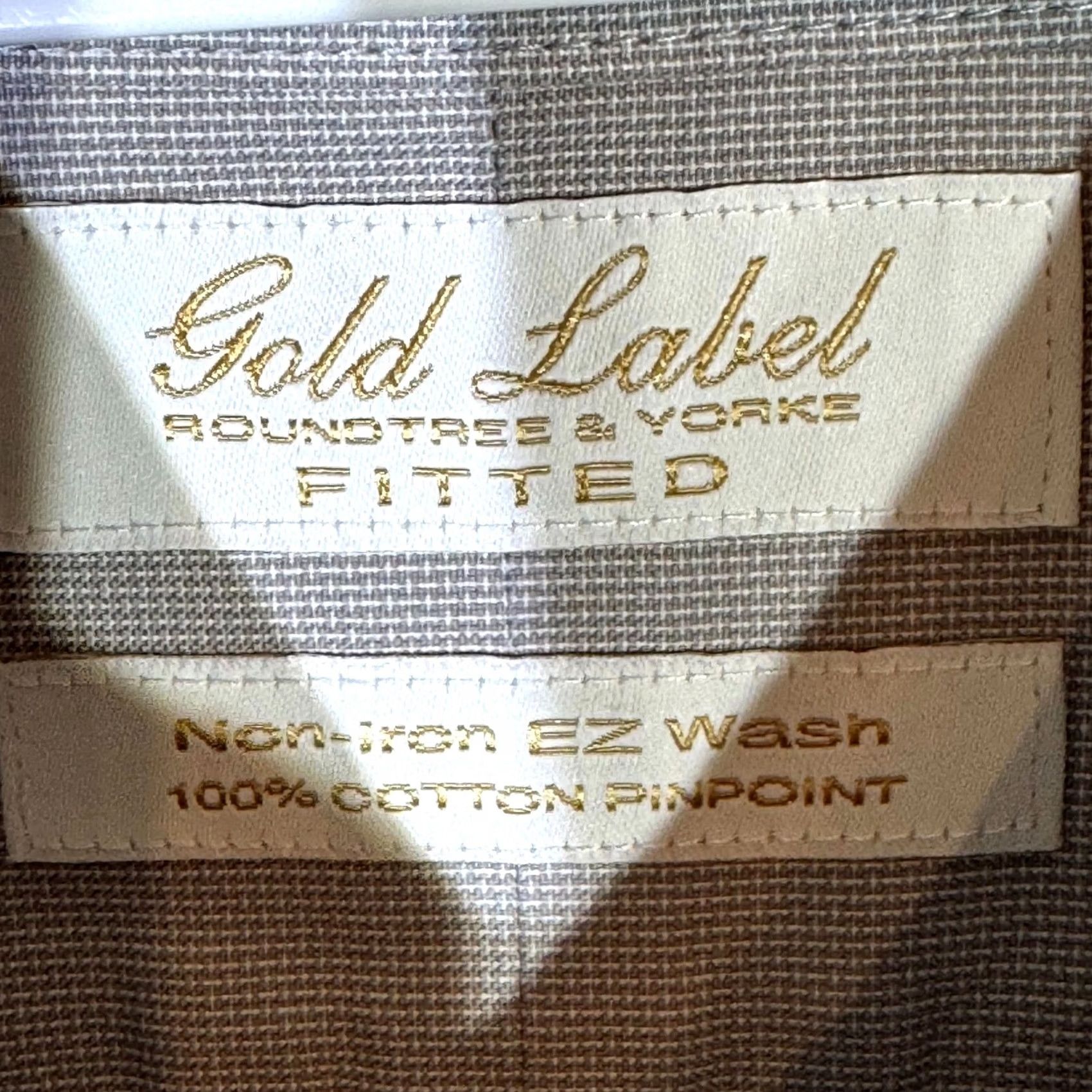 Vintage Gold Label Dress Shirt Mens 16 / 33 Gray 100% Cotton Button Front Long Sleeve Business Office Formal Shirt Size 42R - 7 Thumbnail