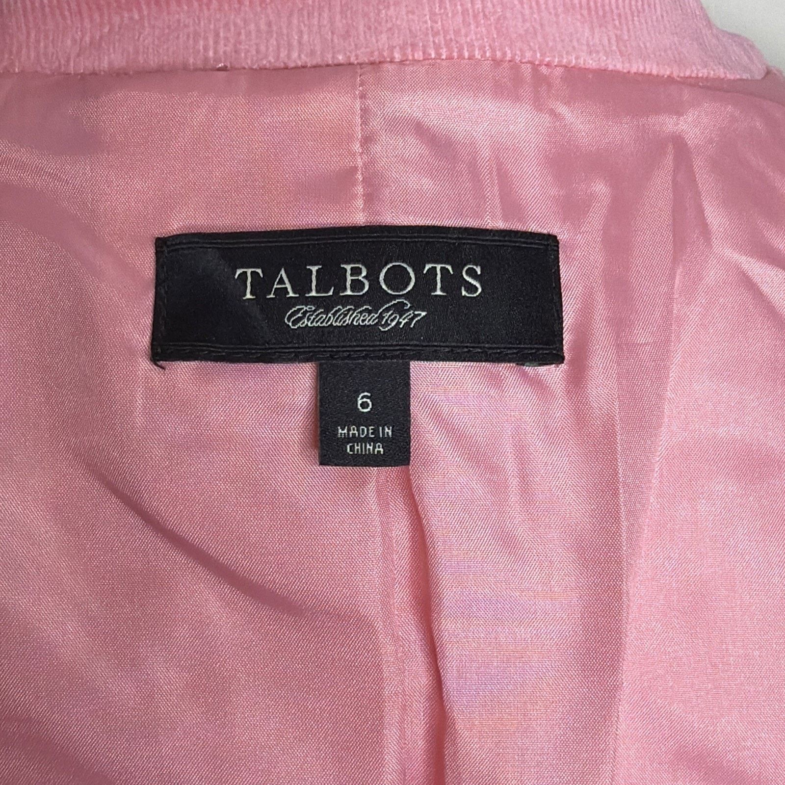 Talbots Talbots Women's 6 Corduroy Jacket Lined Stretch Spring PINK Size M / US 6-8 / IT 42-44 - 10 Thumbnail