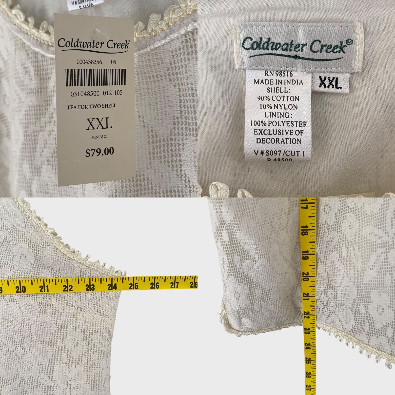 Coldwater Creek Coldwater Creek Tank Womens Size XXL Sleeveless Eyelet Top Floral Lace Shell New Size XXL / US 16-18 / IT 52-54 - 8 Thumbnail