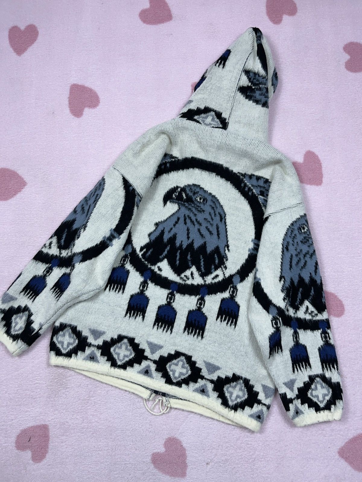 Native × Vintage ➕ vintage Ecuador Navajo native eagle fuzzy zip up sweater Size US M / EU 48-50 / 2 - 2 Thumbnail