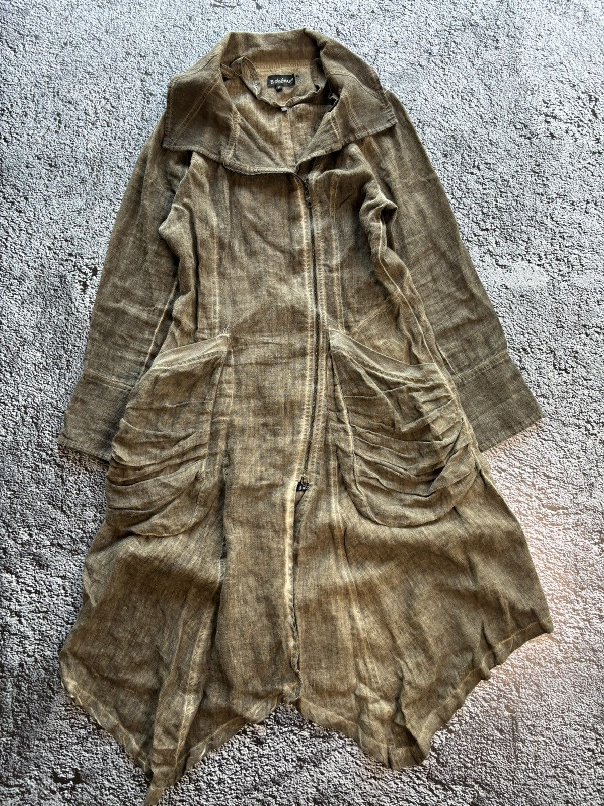 Other 90s natural linen fabric archive distressed asymmetric coat Size M / US 6-8 / IT 42-44 - 5 Thumbnail