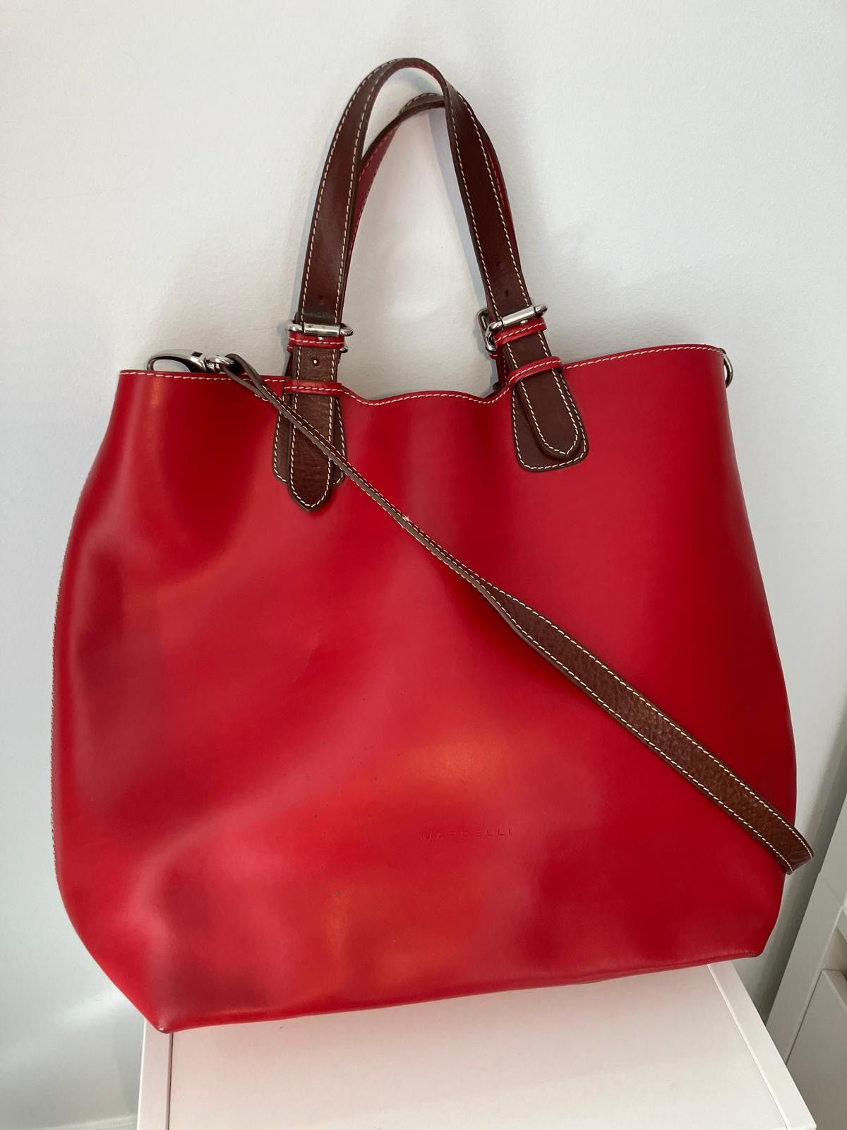 Angelo Nardelli Nardelli Red Leather Tote Bag - Made in Italy Size ONE SIZE - 2 Thumbnail