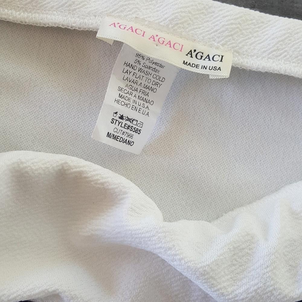 Designer White Black Trim Asymmetrical Midi Size 32" / US 10 / IT 46 - 3 Thumbnail